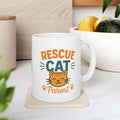 Saved By A Rescue Cat Coffee Mug | Funny Rescue Pet Gift | Ceramic Mug