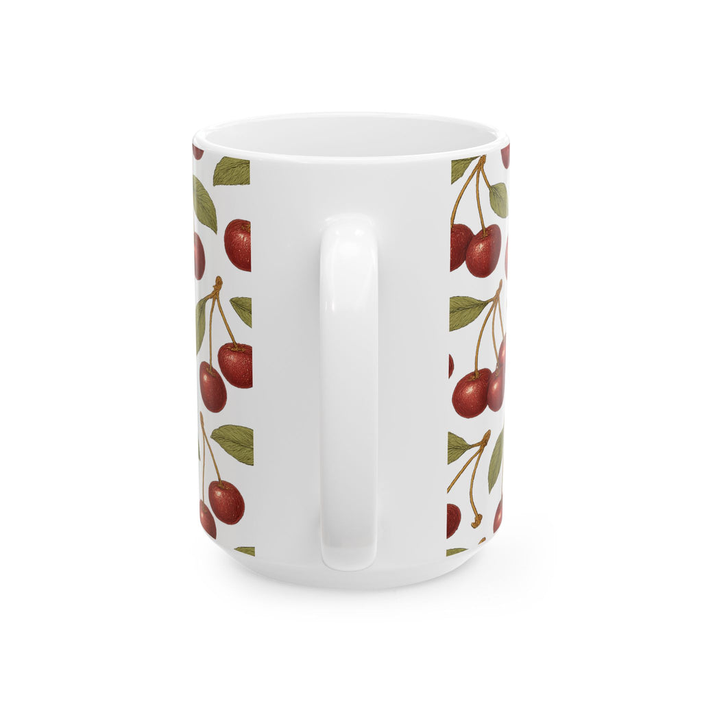 Botanical Cherries Pattern Coffee Mug | Fruit Lover Gift | Ceramic Mug