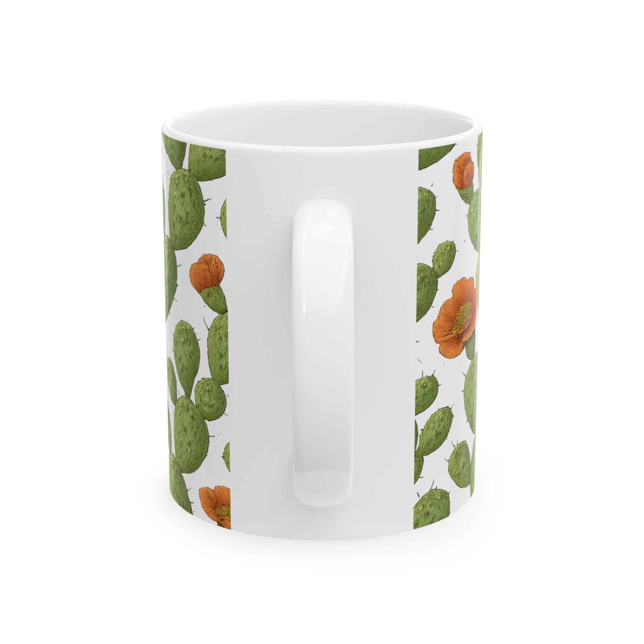 Botanical Prickly Pear Cactus Pattern Coffee Mug | Cactus Lover Gift | Ceramic Mug