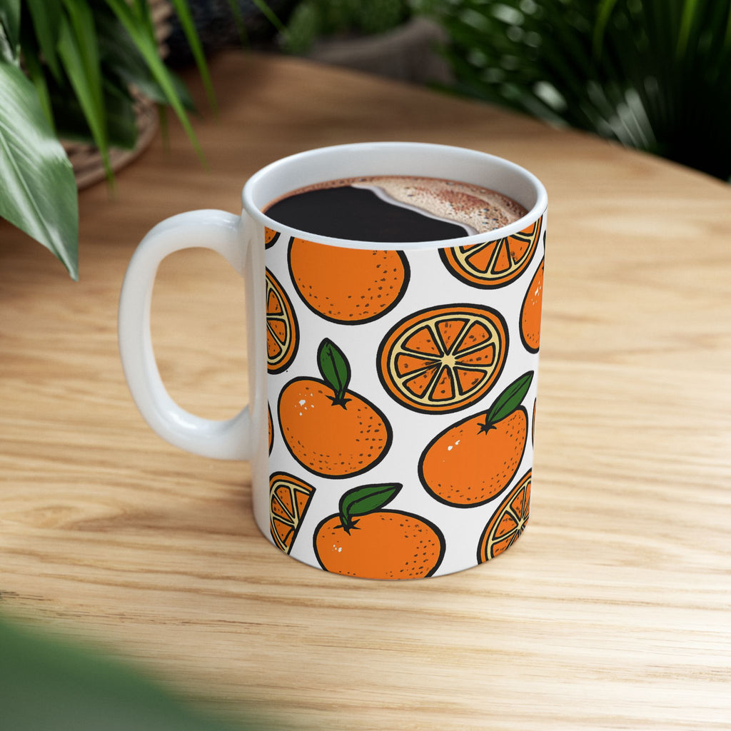 Bold Oranges Full Wrap Coffee Mug | Fruit Gift | Ceramic Mug