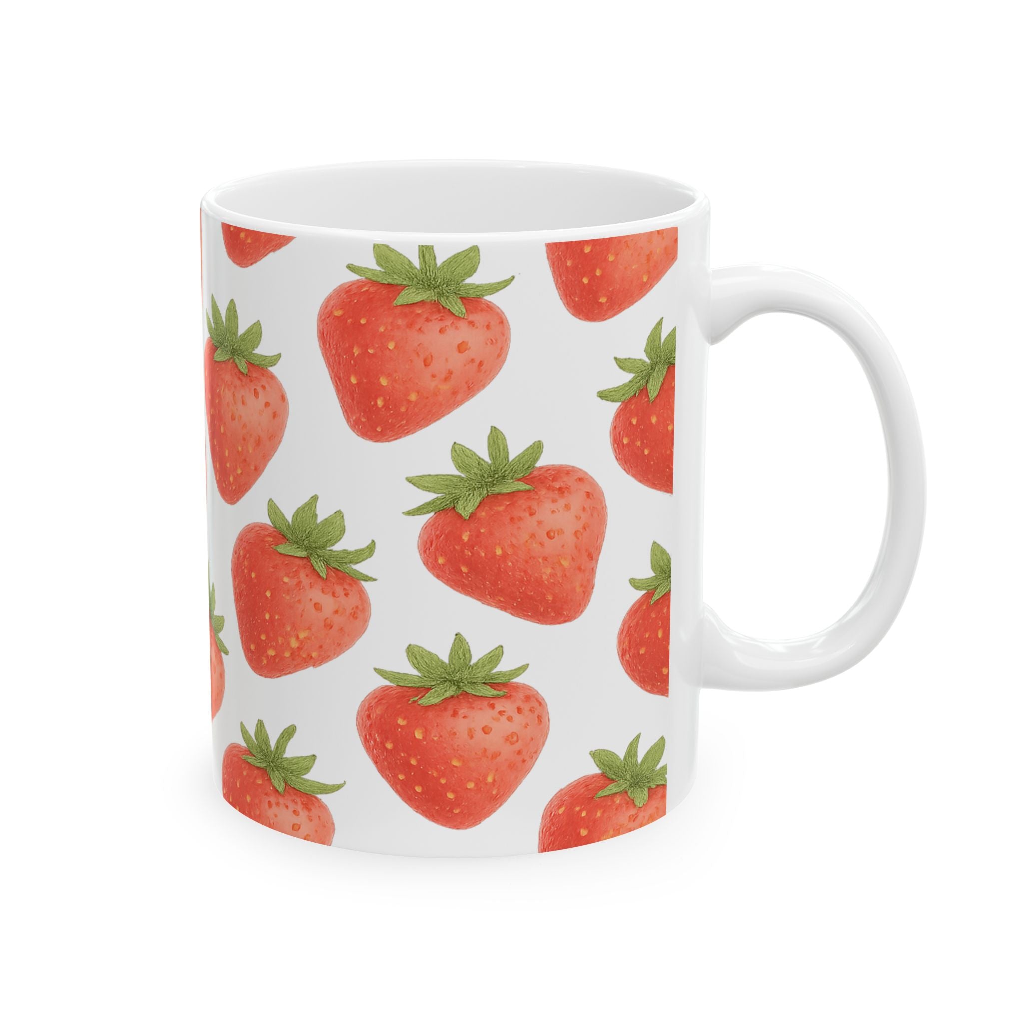 Watercolor Strawberries Pattern Coffee Mug | Fruit Lover Gift | Ceramic Mug