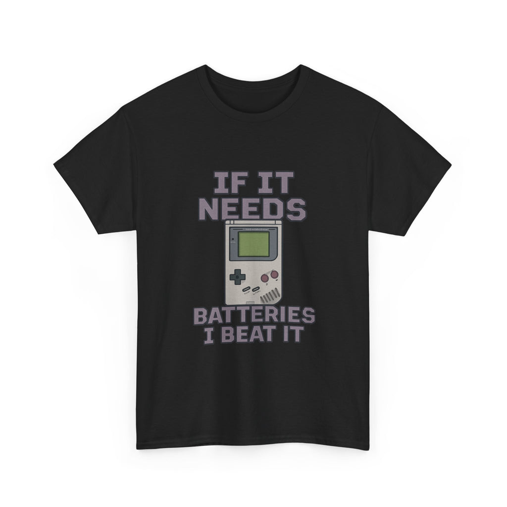 Vintage Gamer If It Needs Batteries I Beat It T-Shirt | Unique Gift | Graphic Tee