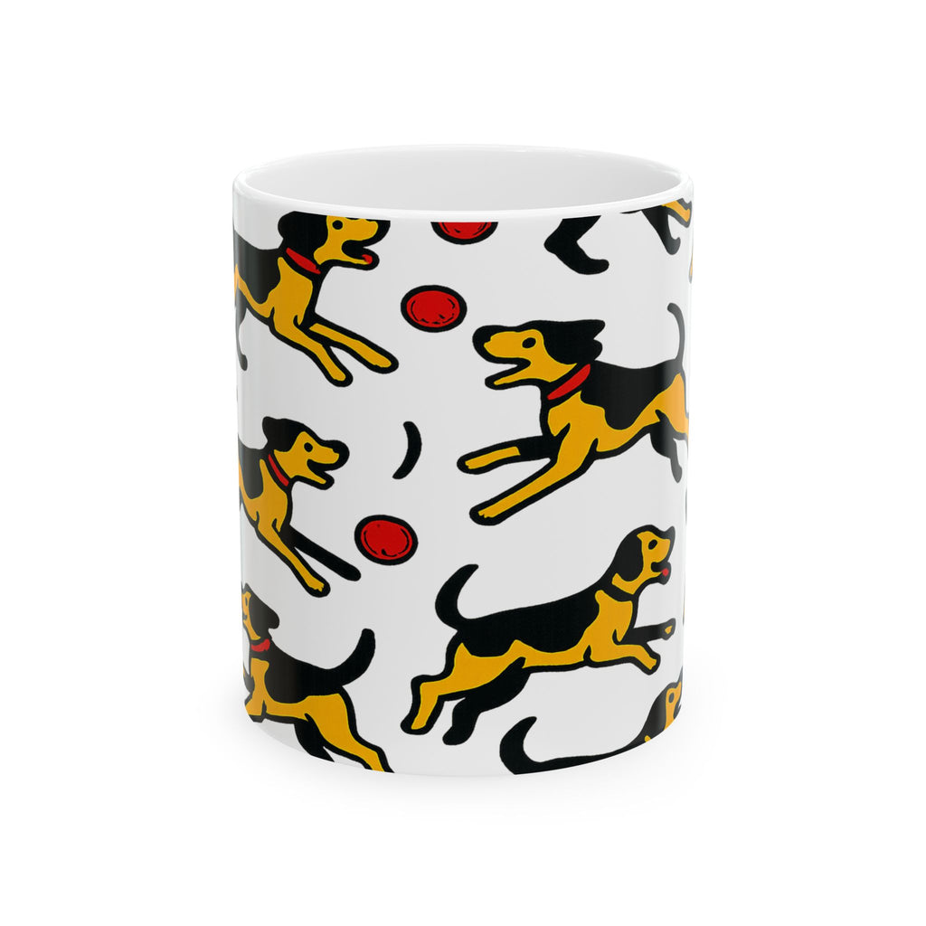 Bold Dogs Playing Fetch Full Wrap Coffee Mug | Dogs Gift | Ceramic Mug