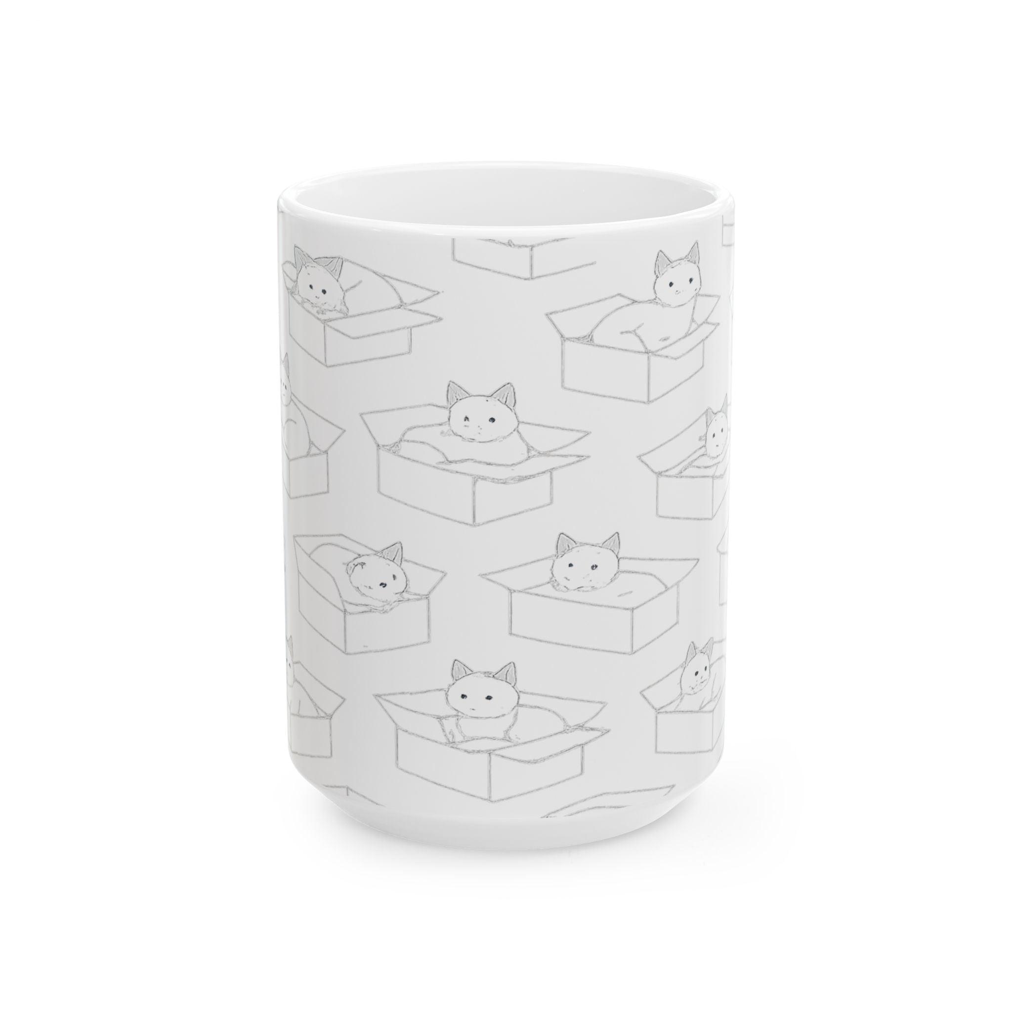 Delicate Cats In Boxes Full Wrap Coffee Mug | Cats Gift | Ceramic Mug
