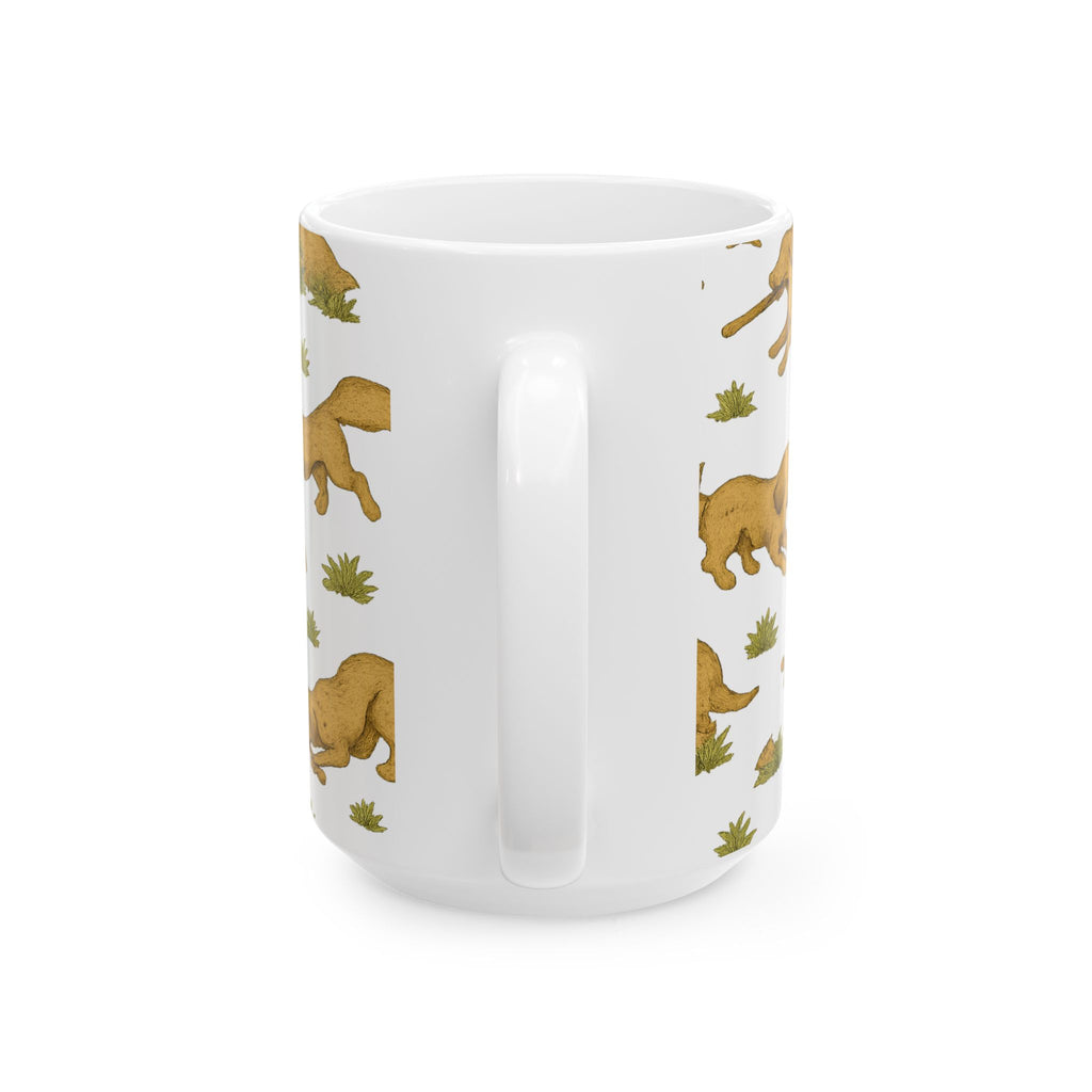 Vintage Dogs Playing Fetch Full Wrap Coffee Mug | Dogs Gift | Ceramic Mug