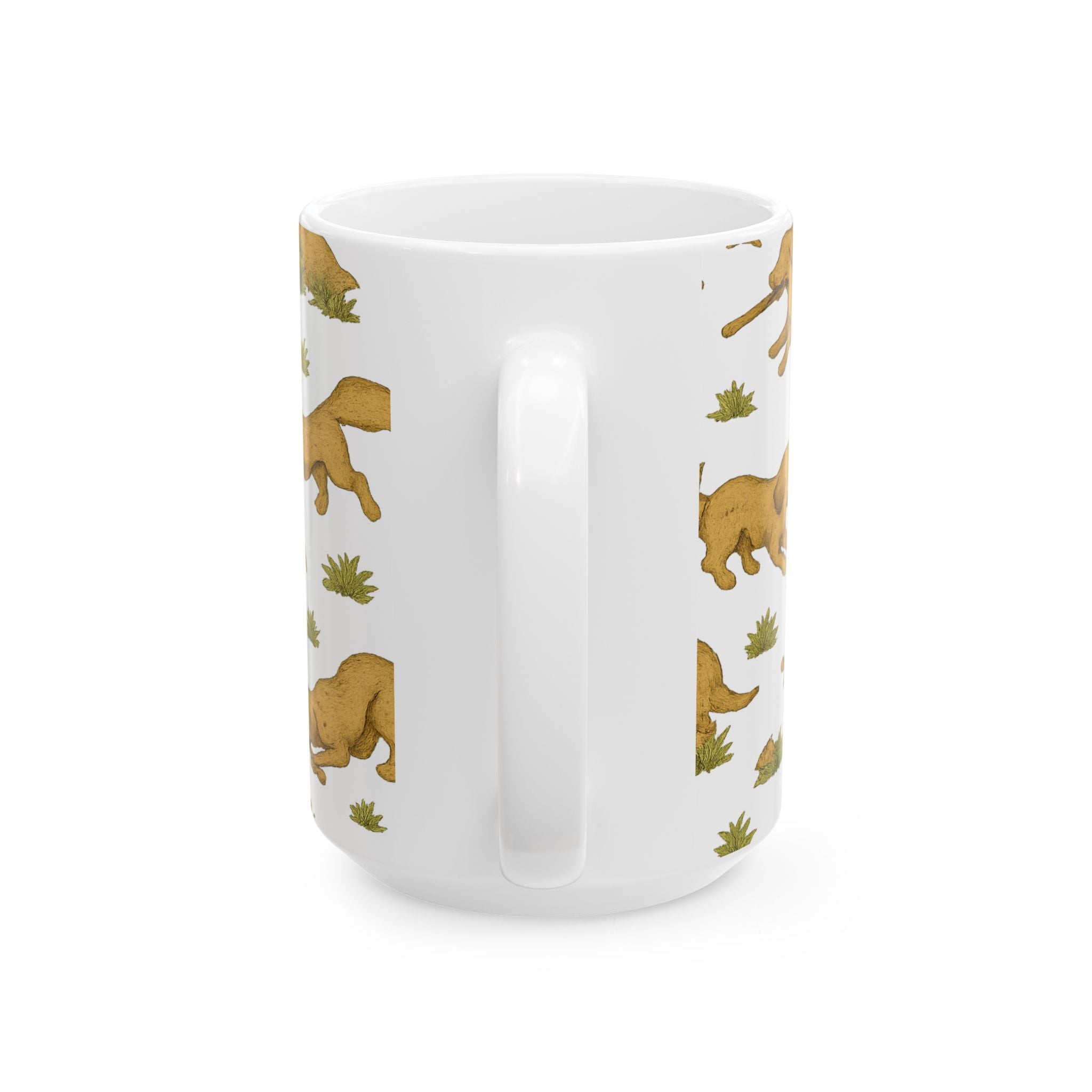 Vintage Dogs Playing Fetch Full Wrap Coffee Mug | Dogs Gift | Ceramic Mug