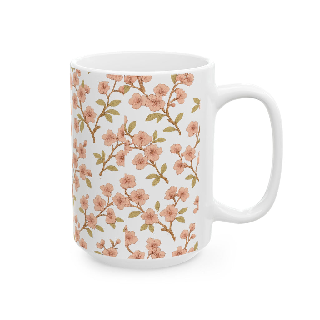Vintage Cherry Blossom Branches Full Wrap Coffee Mug | Flowers Gift | Ceramic Mug