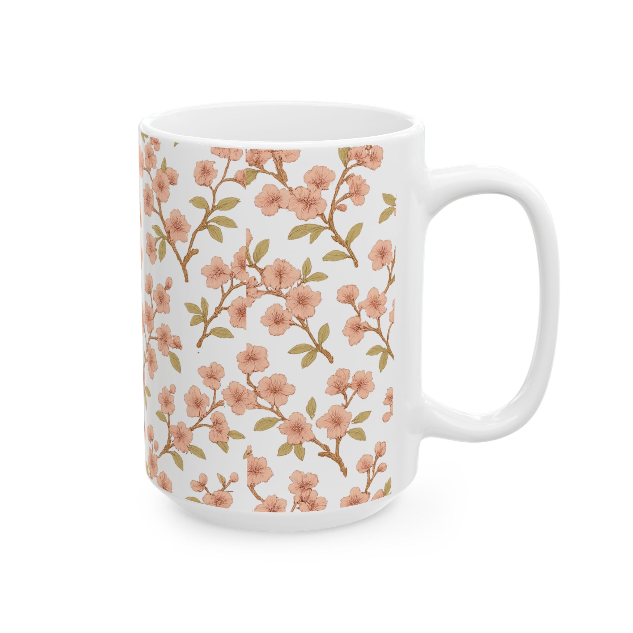 Vintage Cherry Blossom Branches Full Wrap Coffee Mug | Flowers Gift | Ceramic Mug