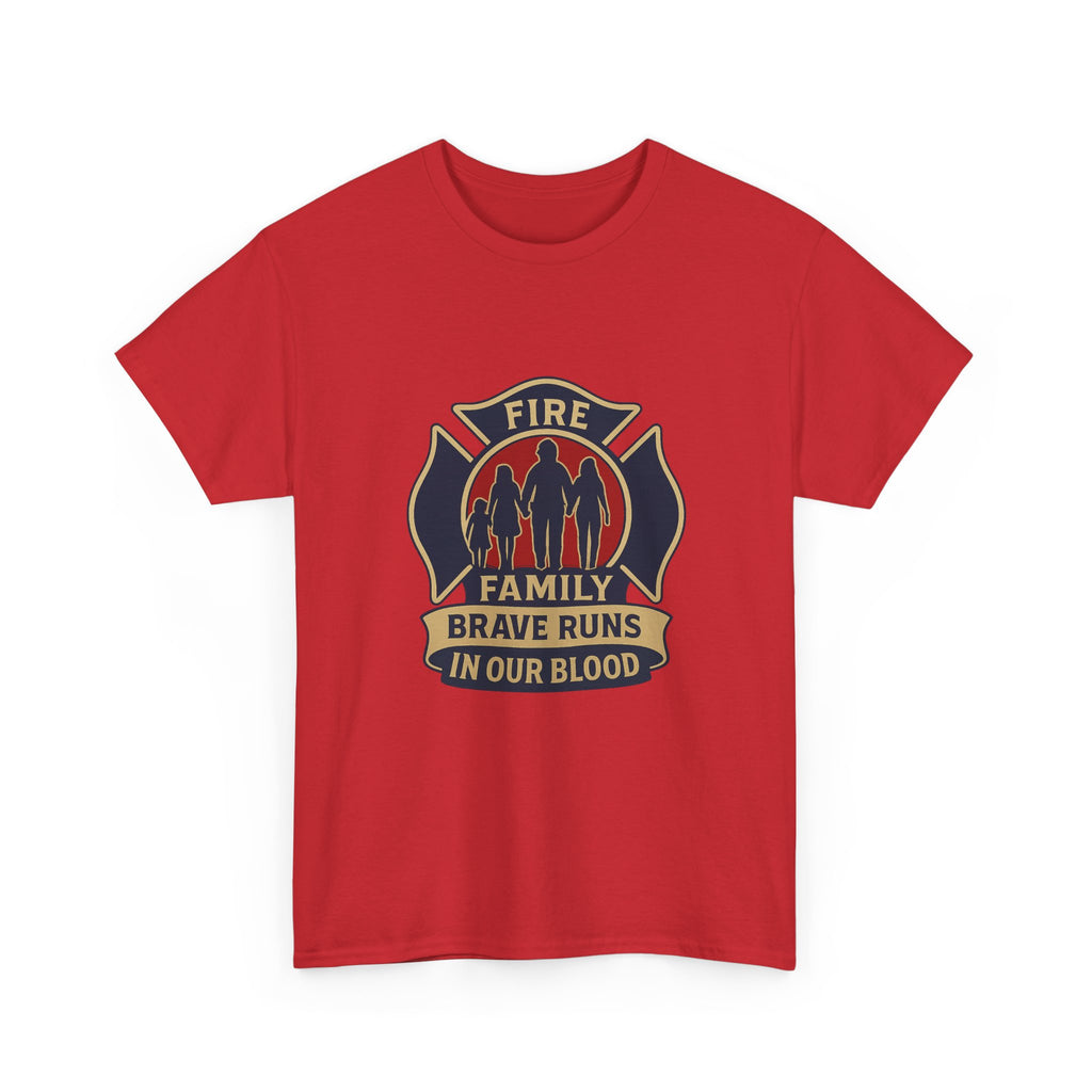 Firefighter Family Brave Runs In Our Blood T-Shirt | Unique Gift | Graphic Tee