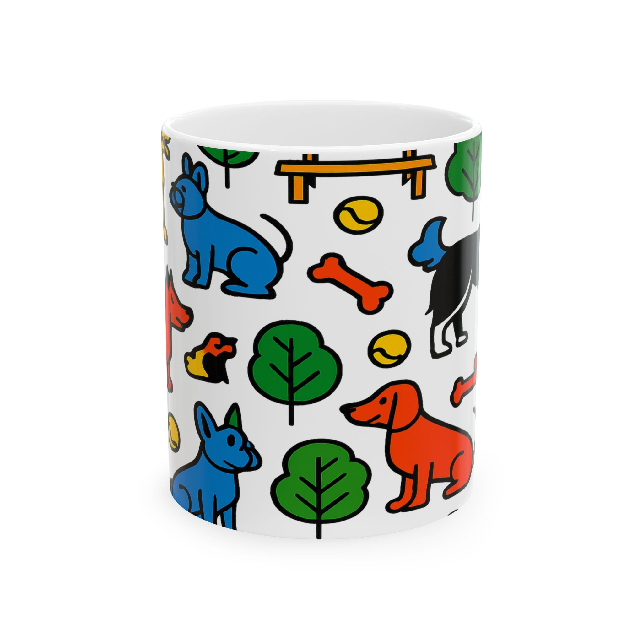 Bold Dogs At Park Full Wrap Coffee Mug | Dogs Gift | Ceramic Mug
