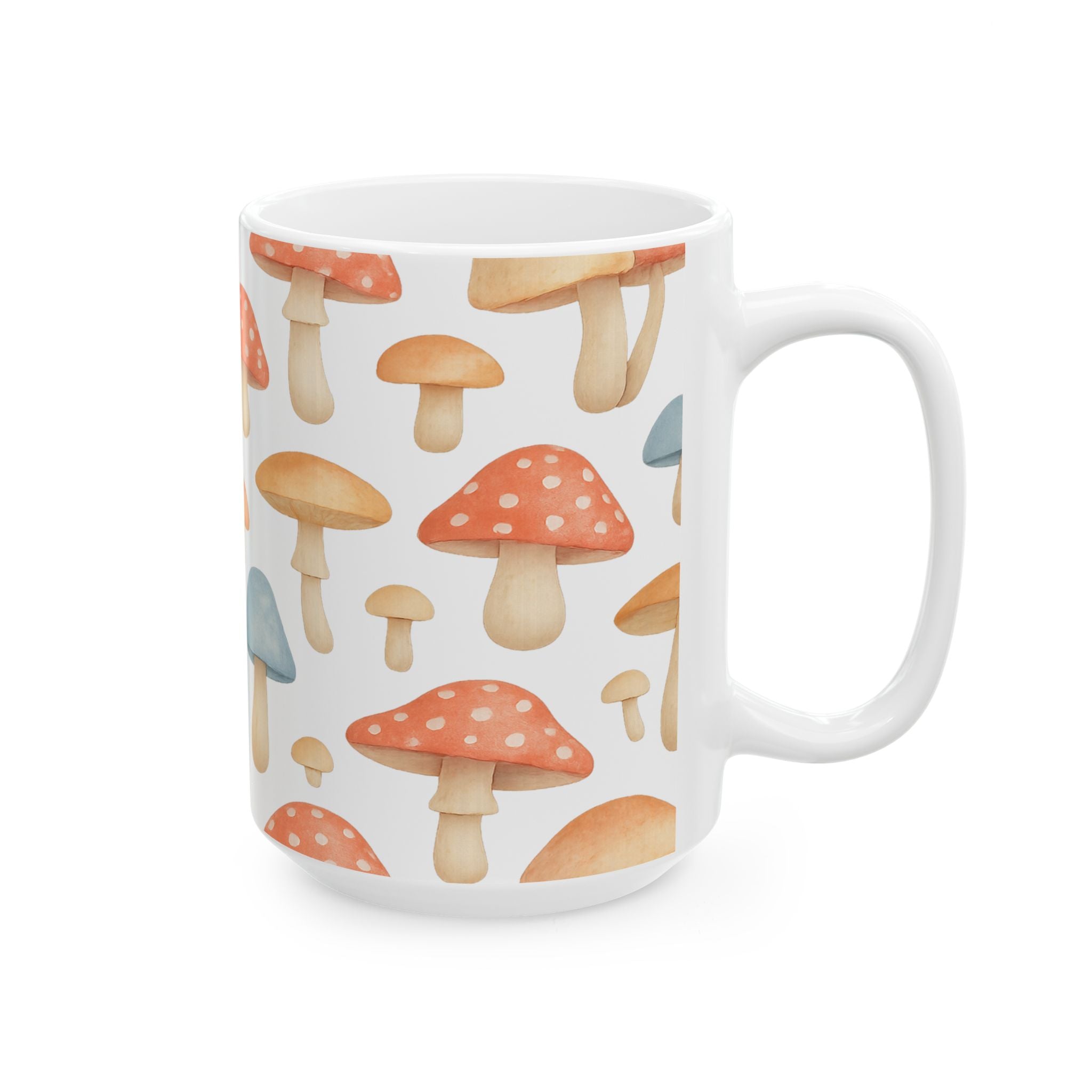 Watercolor Fairy Tale Mushrooms Pattern Coffee Mug | Mushrooms Lover Gift | Ceramic Mug