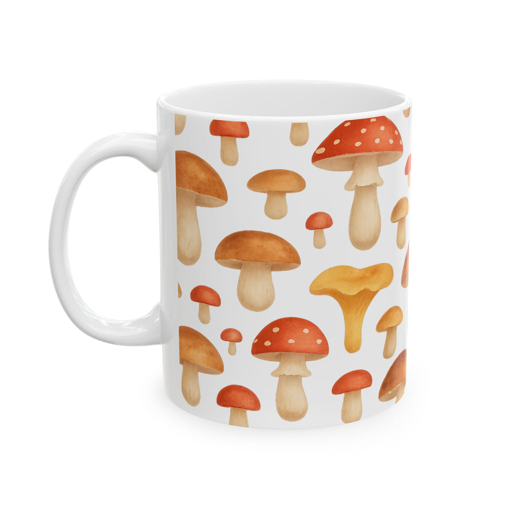 Watercolor Forest Mushrooms Full Wrap Coffee Mug | Mushrooms Gift | Ceramic Mug