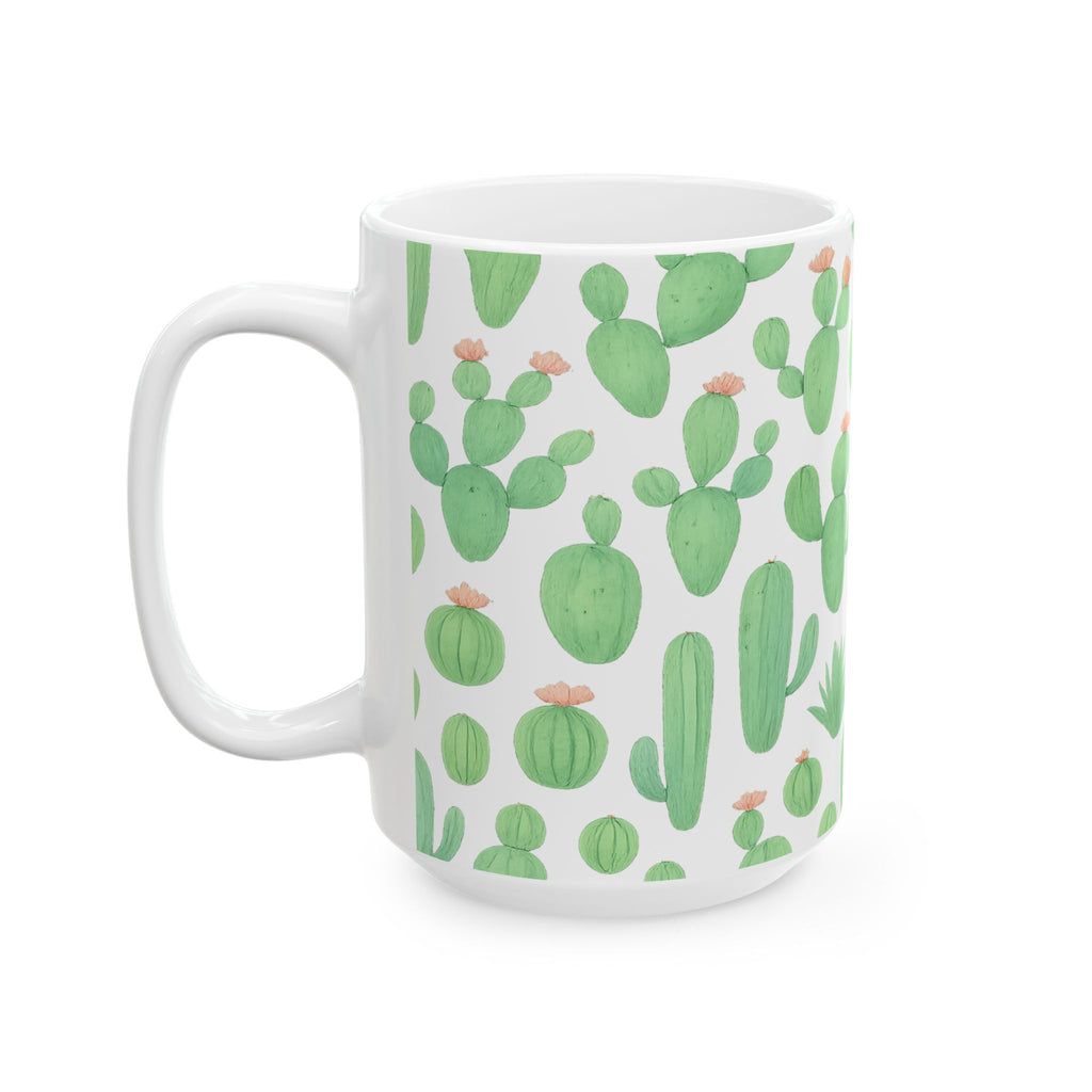 Watercolor Mixed Cactus Collection Full Wrap Coffee Mug | Cactus Gift | Ceramic Mug