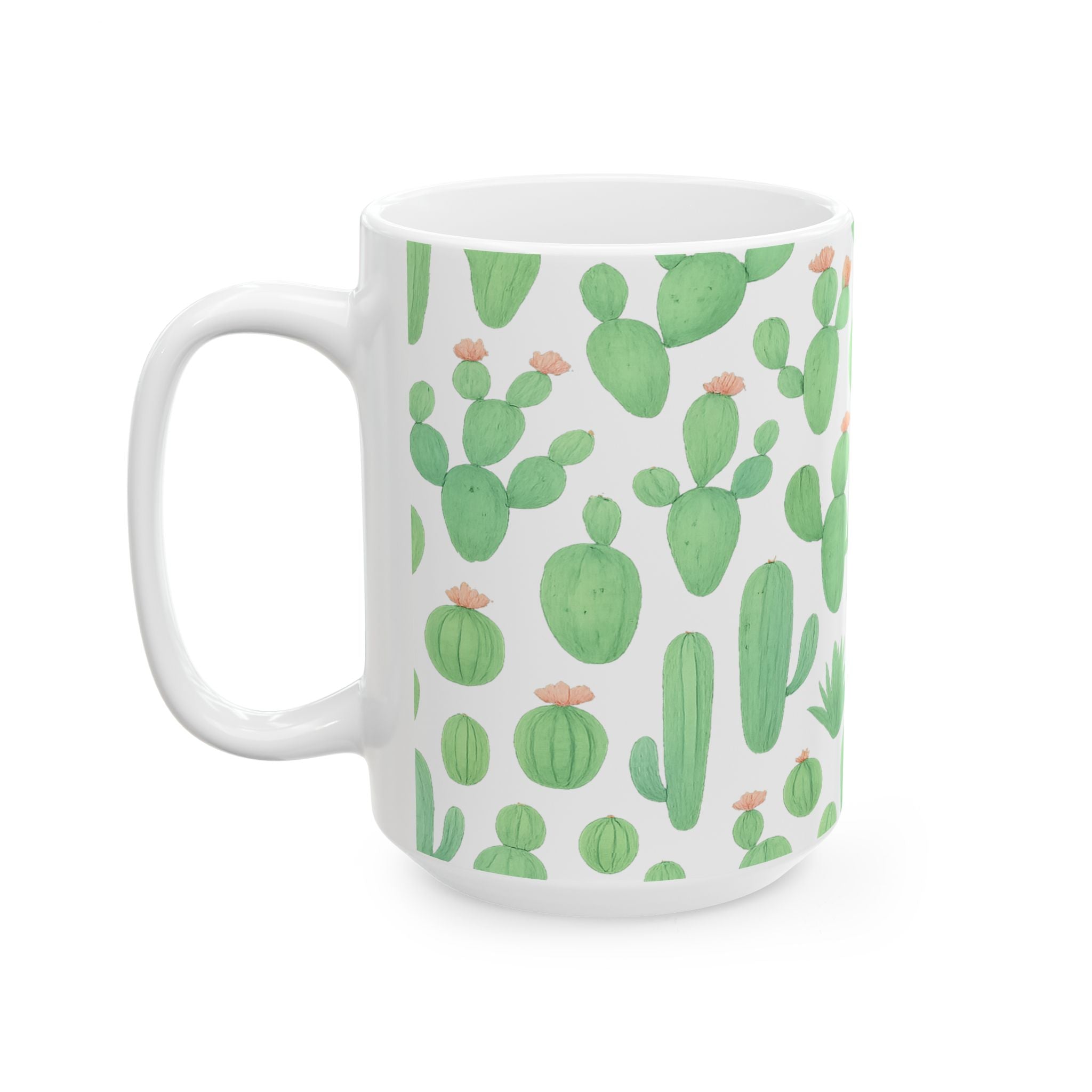 Watercolor Mixed Cactus Collection Full Wrap Coffee Mug | Cactus Gift | Ceramic Mug