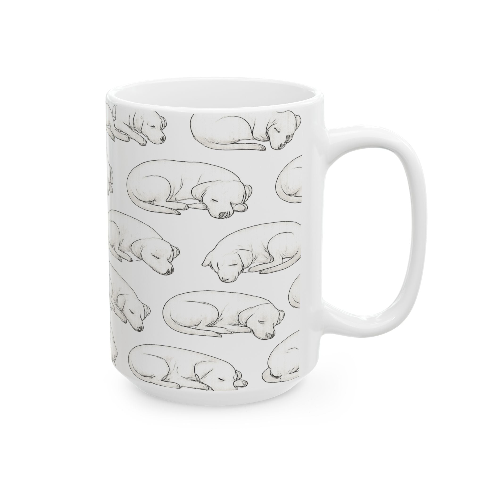 Delicate Sleeping Dogs Full Wrap Coffee Mug | Dogs Gift | Ceramic Mug