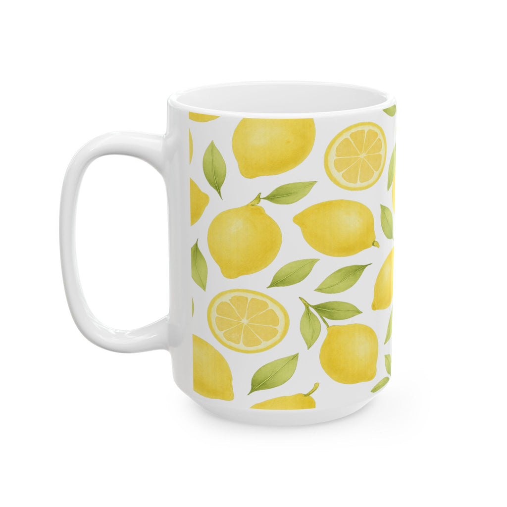 Watercolor Lemons Pattern Coffee Mug | Fruit Lover Gift | Ceramic Mug
