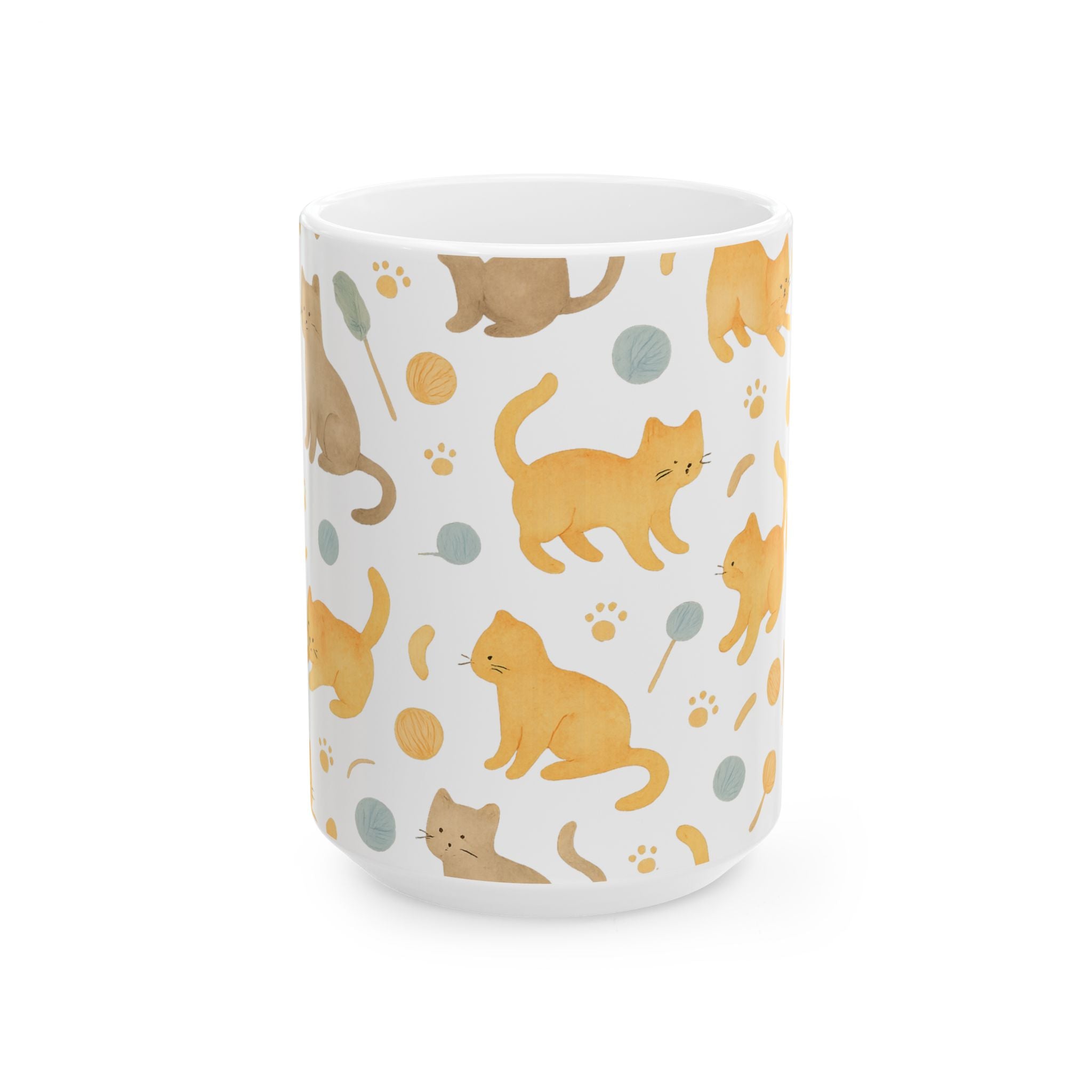 Watercolor Playful Cats Full Wrap Coffee Mug | Cats Gift | Ceramic Mug