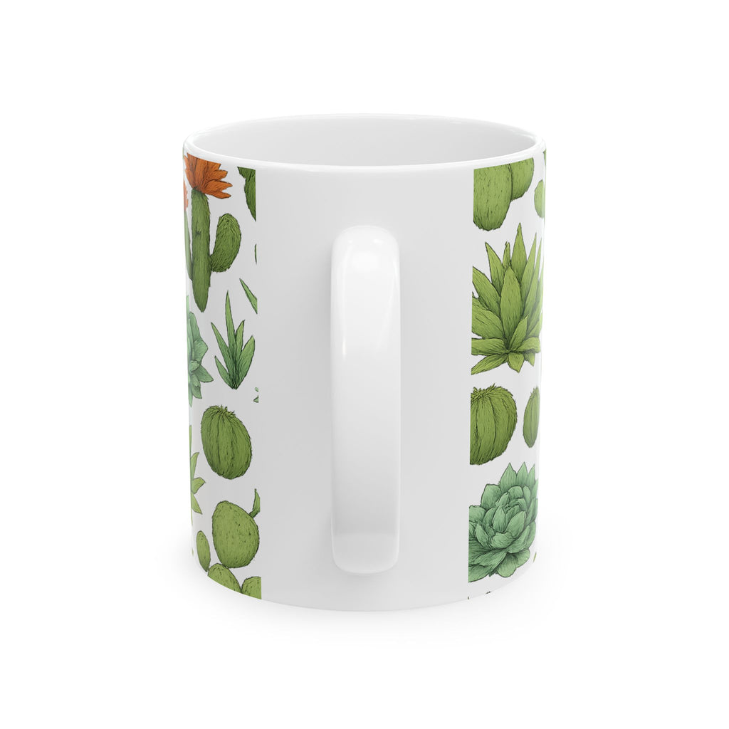 Botanical Desert Garden Succulents Full Wrap Coffee Mug | Cactus Gift | Ceramic Mug