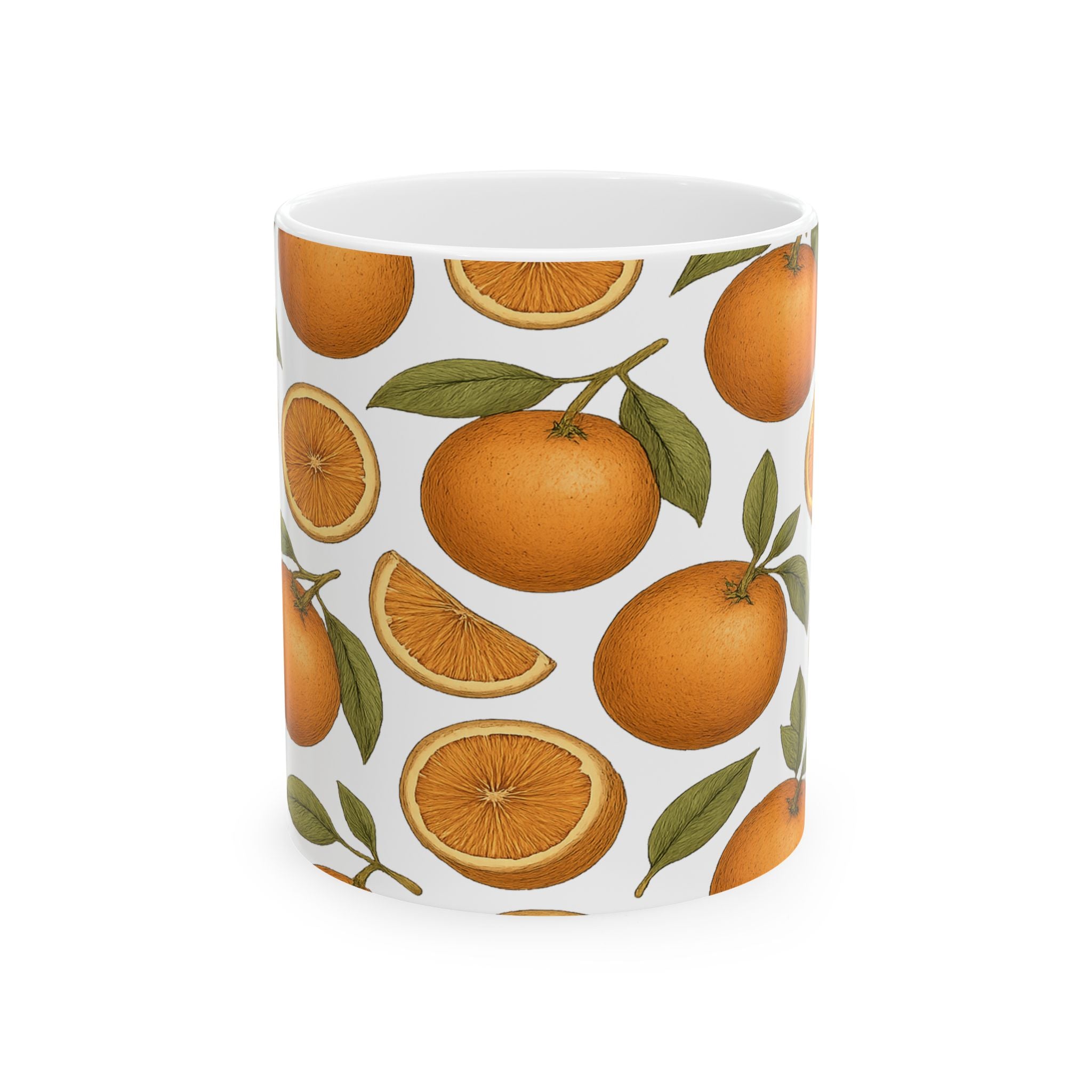 Botanical Oranges Full Wrap Coffee Mug | Fruit Gift | Ceramic Mug