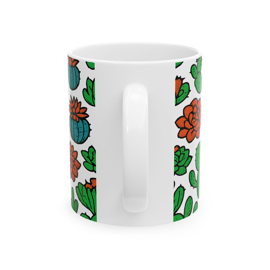 Bold Desert Garden Succulents Pattern Coffee Mug | Cactus Lover Gift | Ceramic Mug