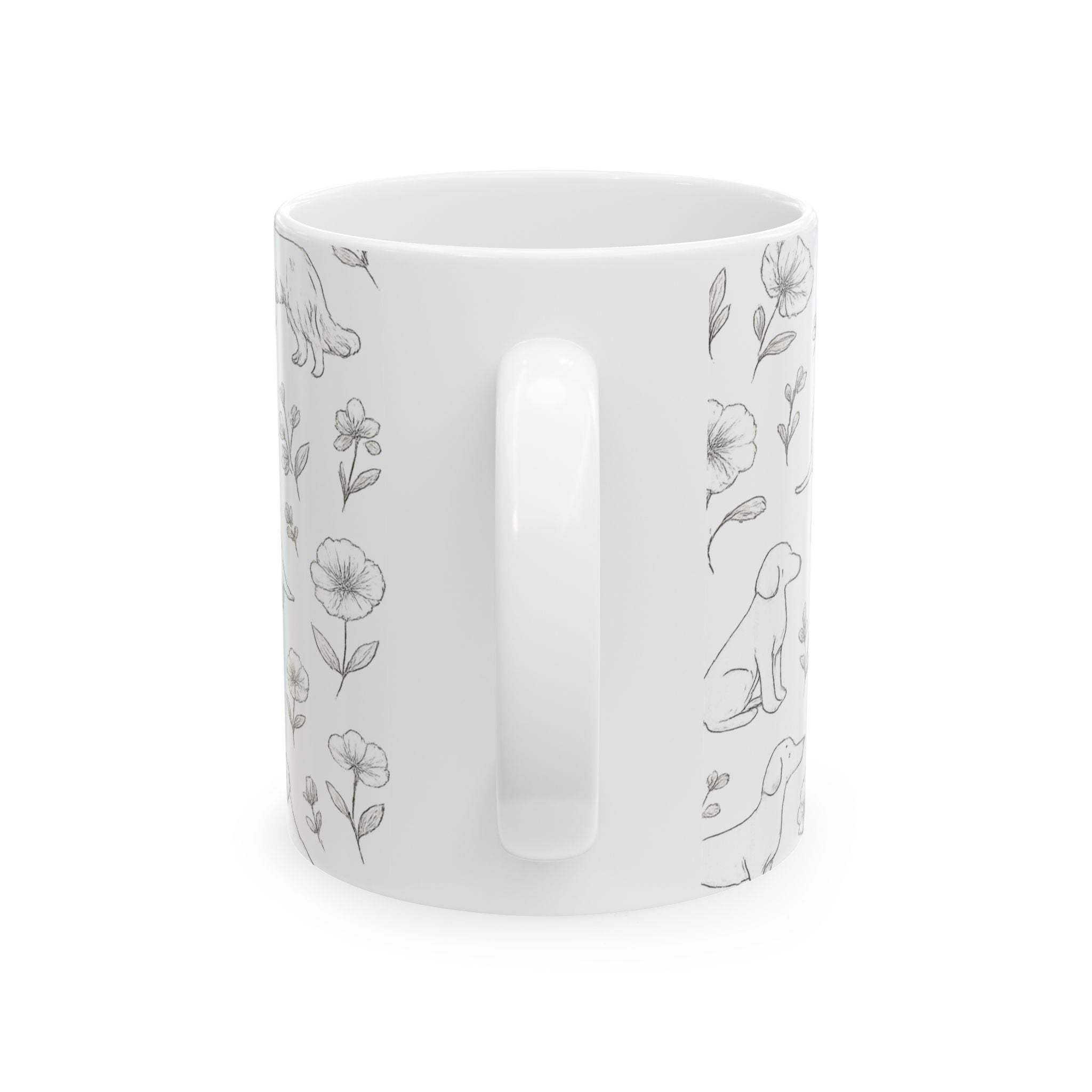 Delicate Dogs And Flowers Full Wrap Coffee Mug | Dogs Gift | Ceramic Mug