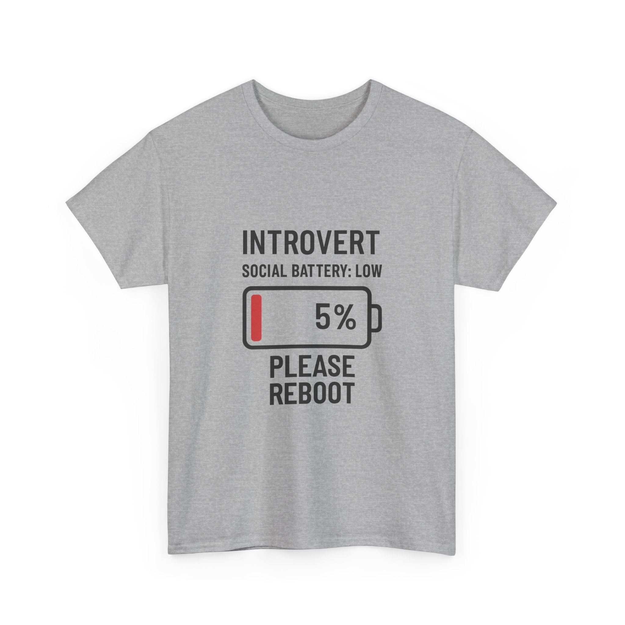 Introvert Social Battery Low Please Reboot T-Shirt | Unique Gift | Graphic Tee