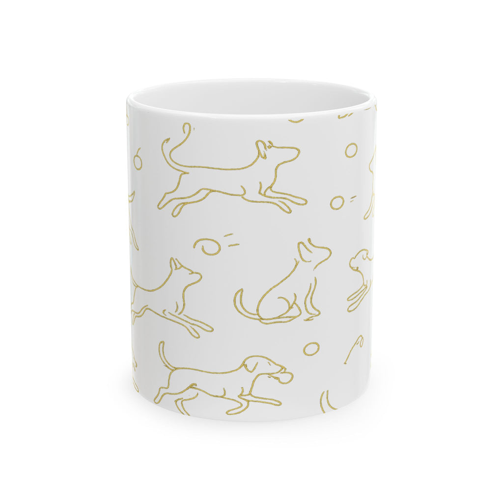 Delicate Dogs Playing Fetch Full Wrap Coffee Mug | Dogs Gift | Ceramic Mug