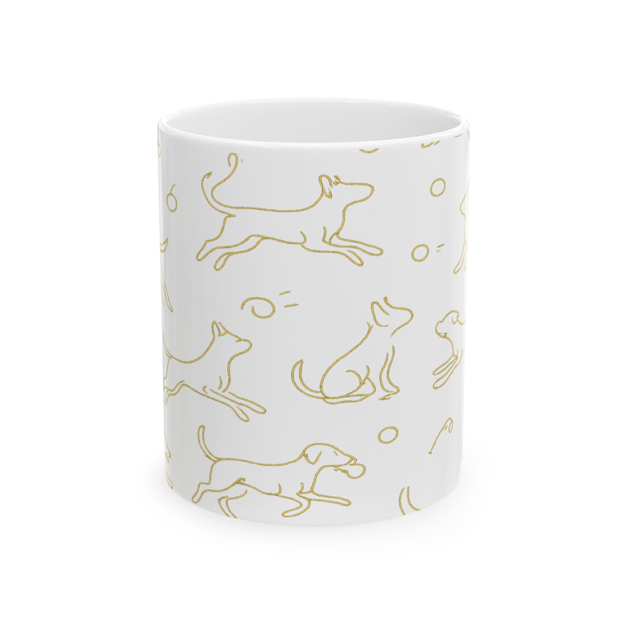 Delicate Dogs Playing Fetch Full Wrap Coffee Mug | Dogs Gift | Ceramic Mug