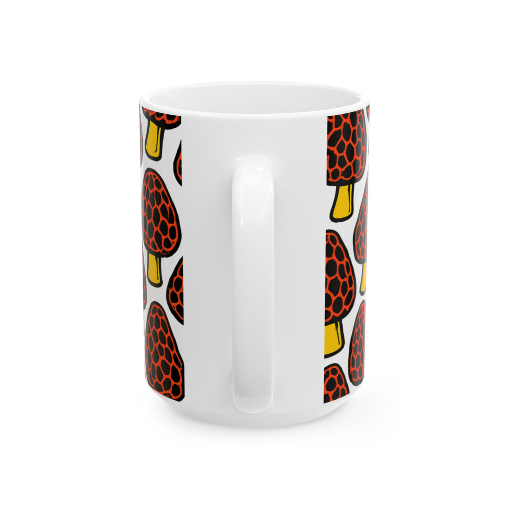 Bold Morel Mushrooms Pattern Coffee Mug | Mushrooms Lover Gift | Ceramic Mug