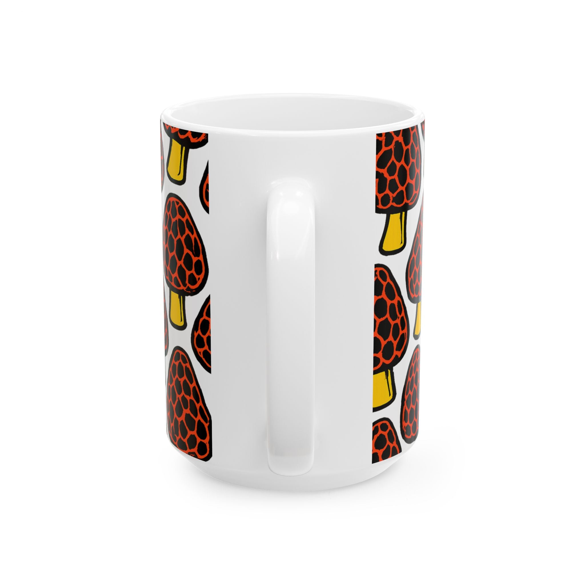 Bold Morel Mushrooms Pattern Coffee Mug | Mushrooms Lover Gift | Ceramic Mug