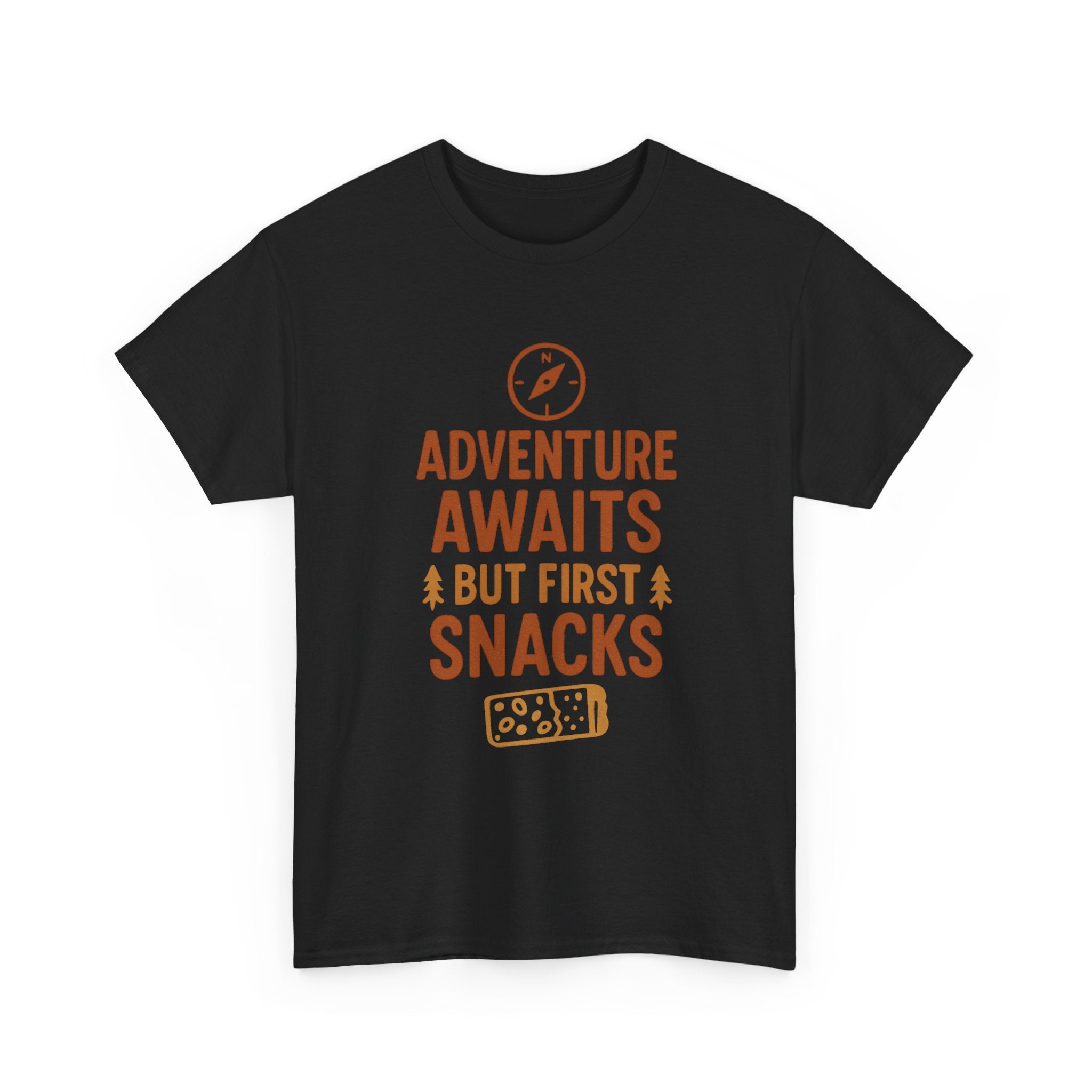 Adventure Awaits But First Snacks T-Shirt | Unique Gift | Graphic Tee