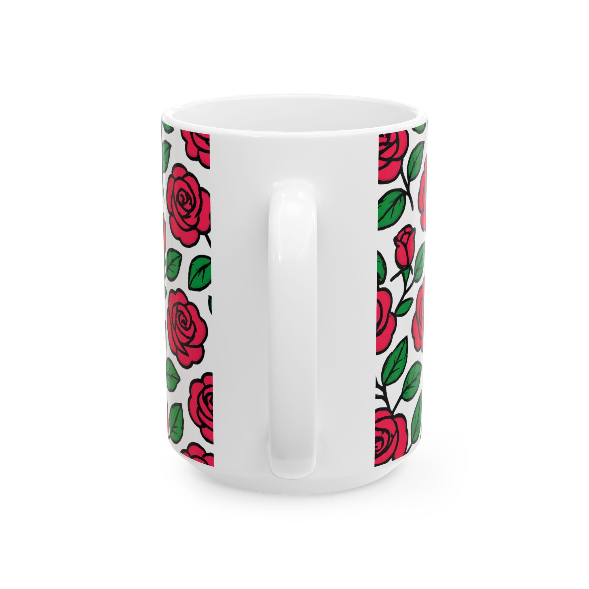 Bold Pink Rose Garden Full Wrap Coffee Mug | Flowers Gift | Ceramic Mug