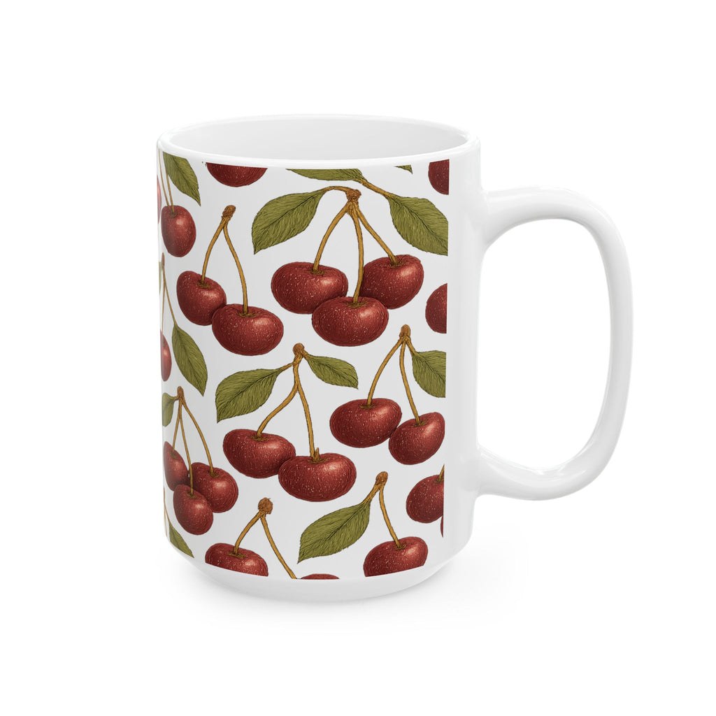Botanical Cherries Full Wrap Coffee Mug | Fruit Gift | Ceramic Mug