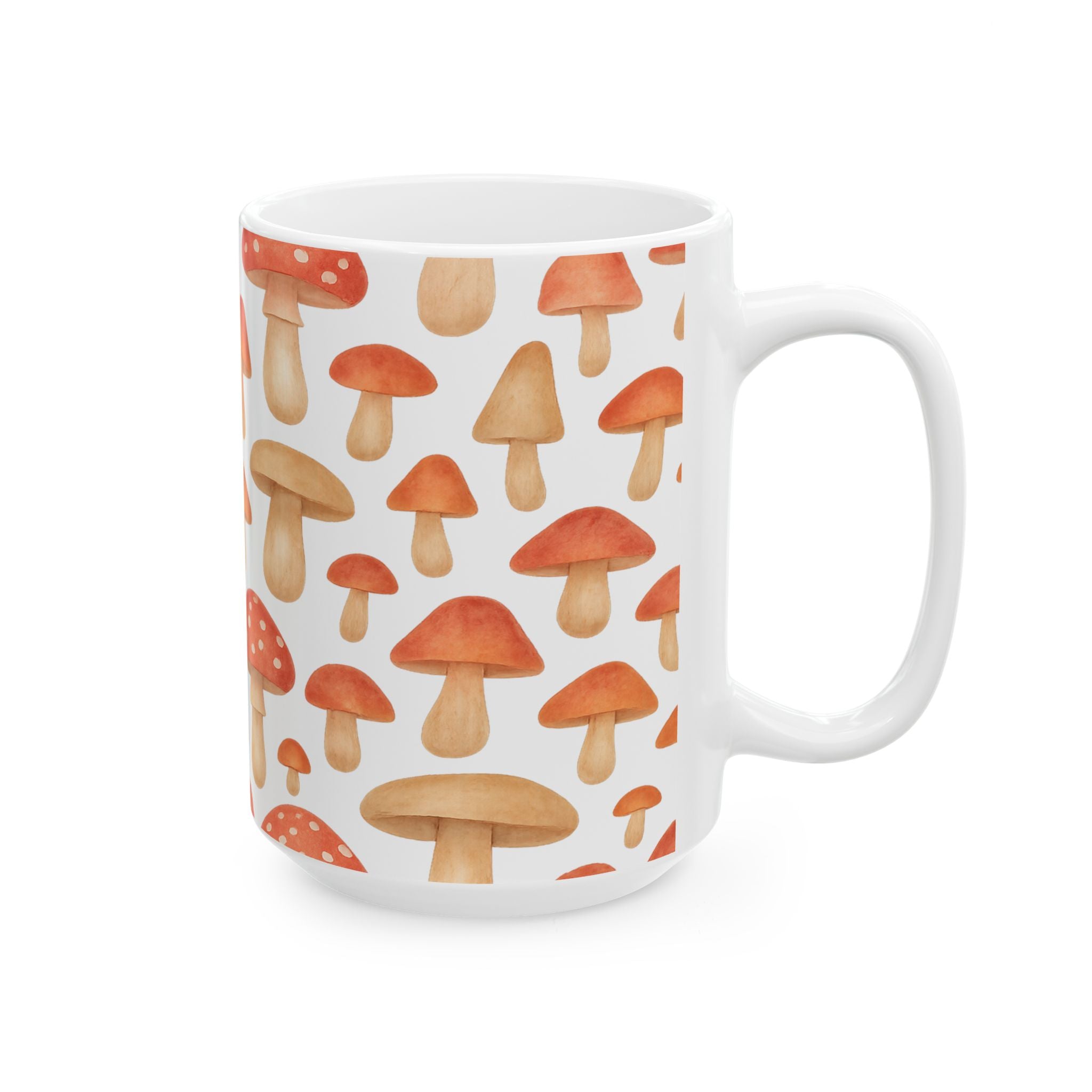 Watercolor Fairy Tale Mushrooms Full Wrap Coffee Mug | Mushrooms Gift | Ceramic Mug