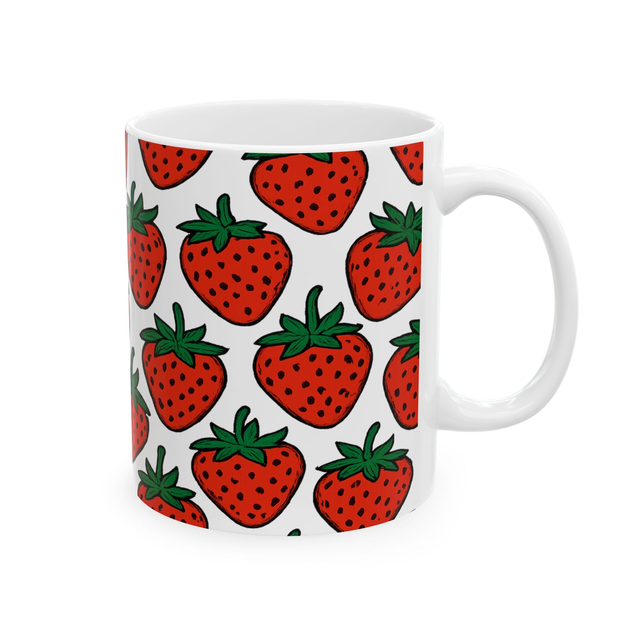 Bold Strawberries Pattern Coffee Mug | Fruit Lover Gift | Ceramic Mug