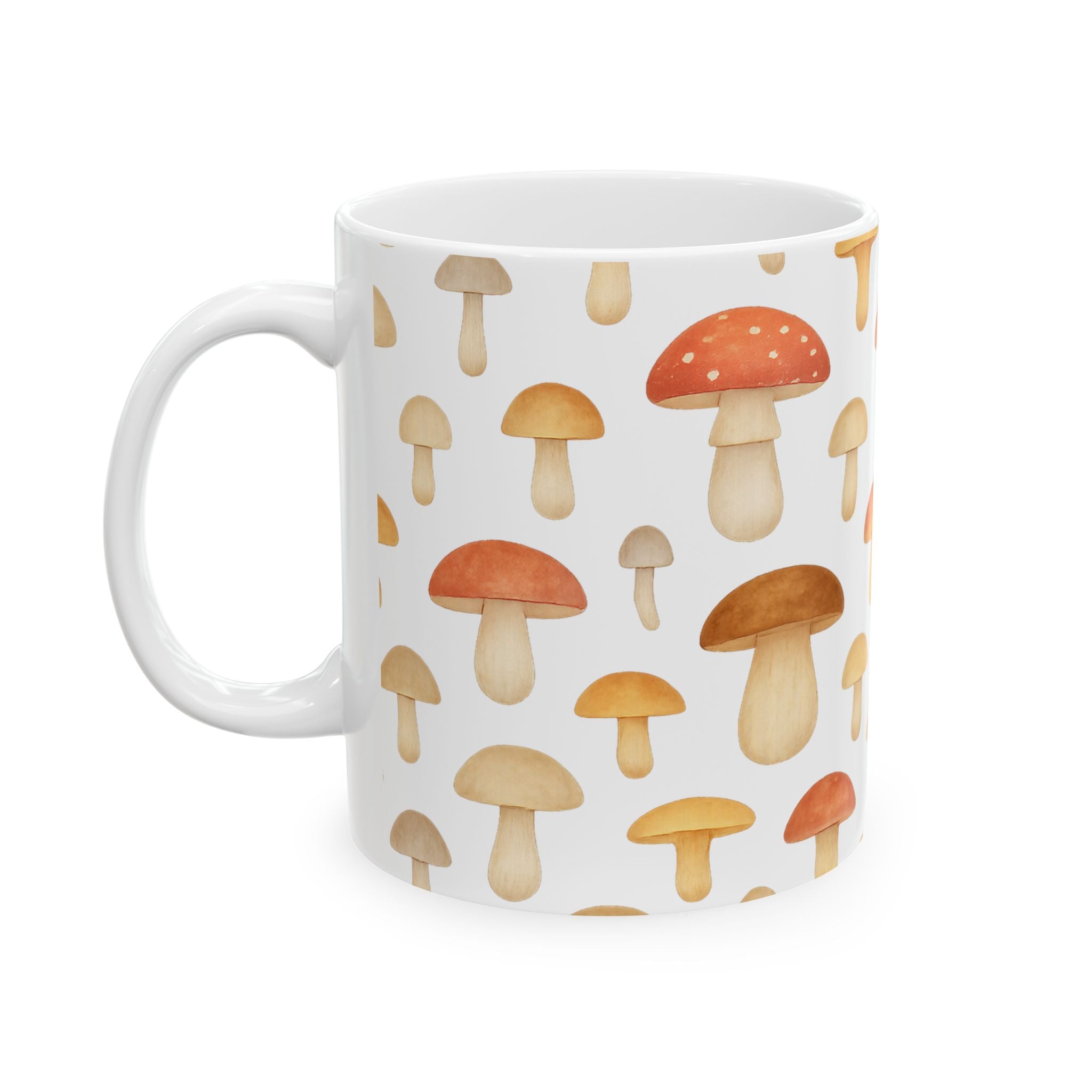 Watercolor Forest Mushrooms Full Wrap Coffee Mug | Mushrooms Gift | Ceramic Mug