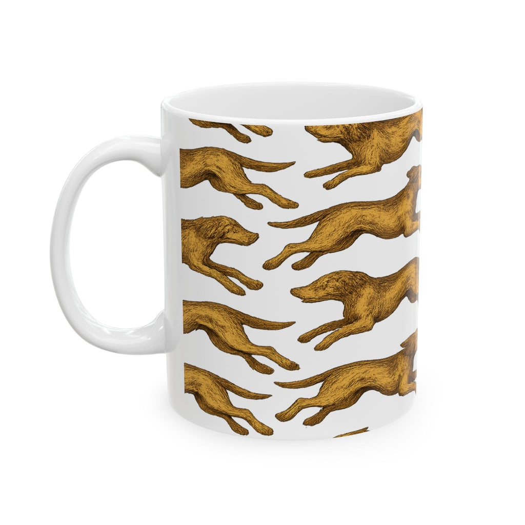 Vintage Running Dogs Full Wrap Coffee Mug | Dogs Gift | Ceramic Mug