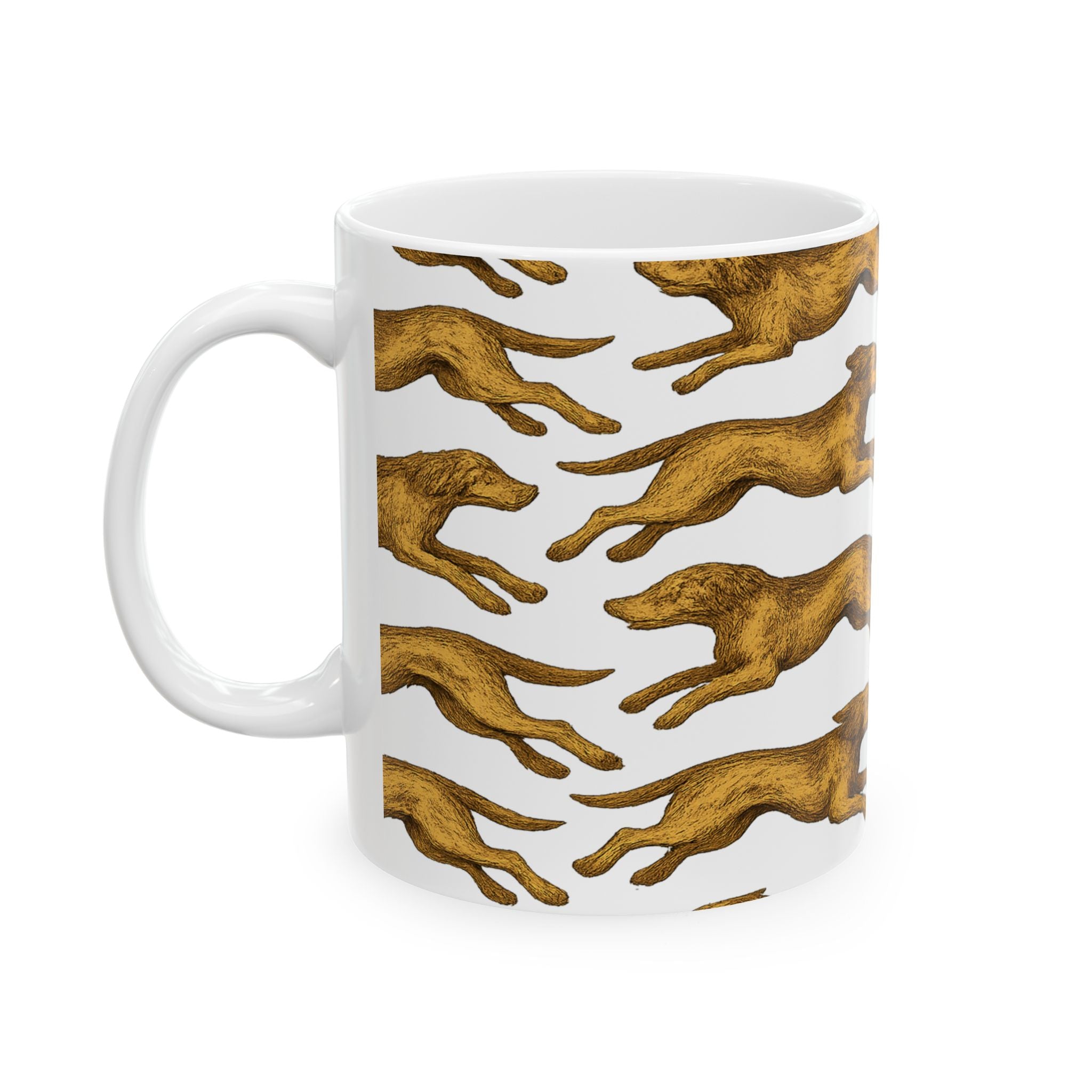 Vintage Running Dogs Full Wrap Coffee Mug | Dogs Gift | Ceramic Mug