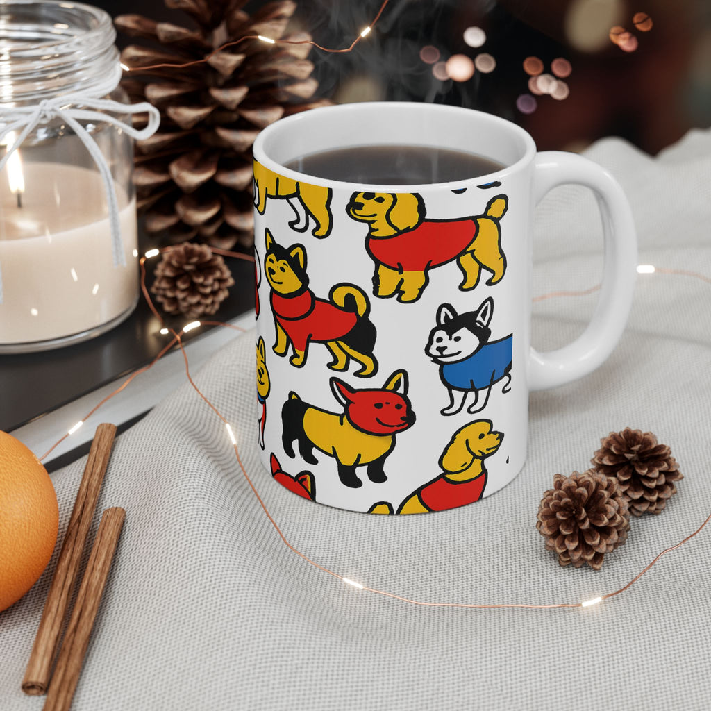 Bold Dogs In Sweaters Full Wrap Coffee Mug | Dogs Gift | Ceramic Mug