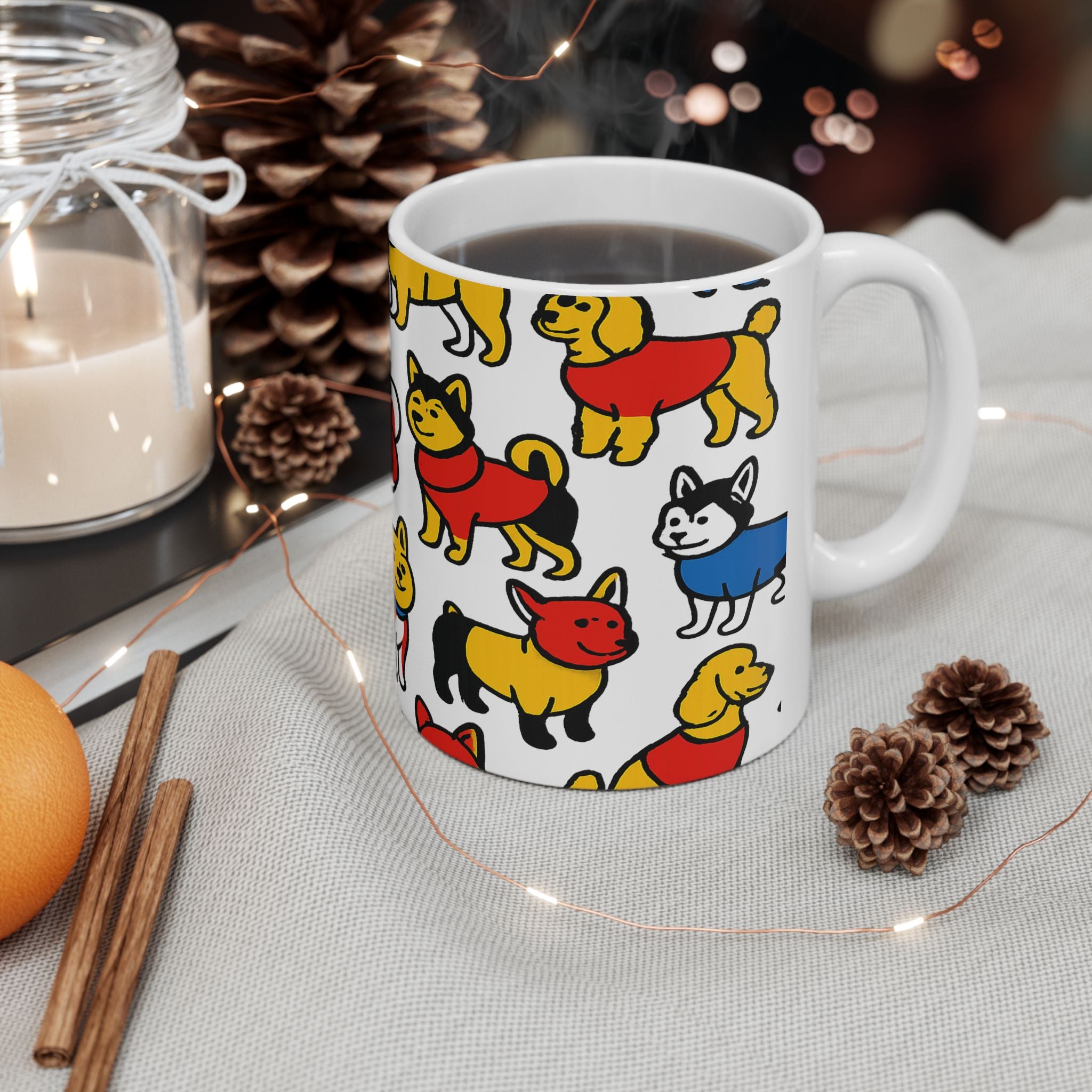 Bold Dogs In Sweaters Full Wrap Coffee Mug | Dogs Gift | Ceramic Mug
