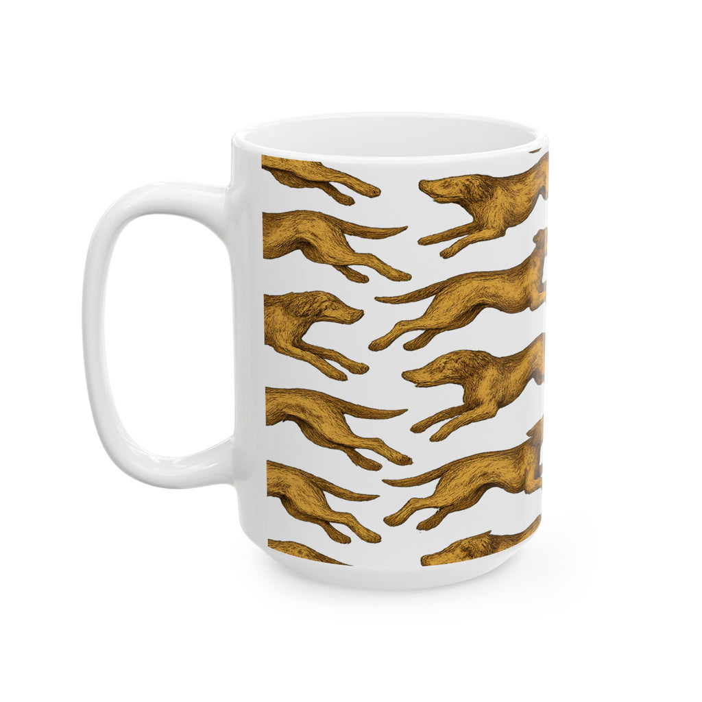 Vintage Running Dogs Full Wrap Coffee Mug | Dogs Gift | Ceramic Mug
