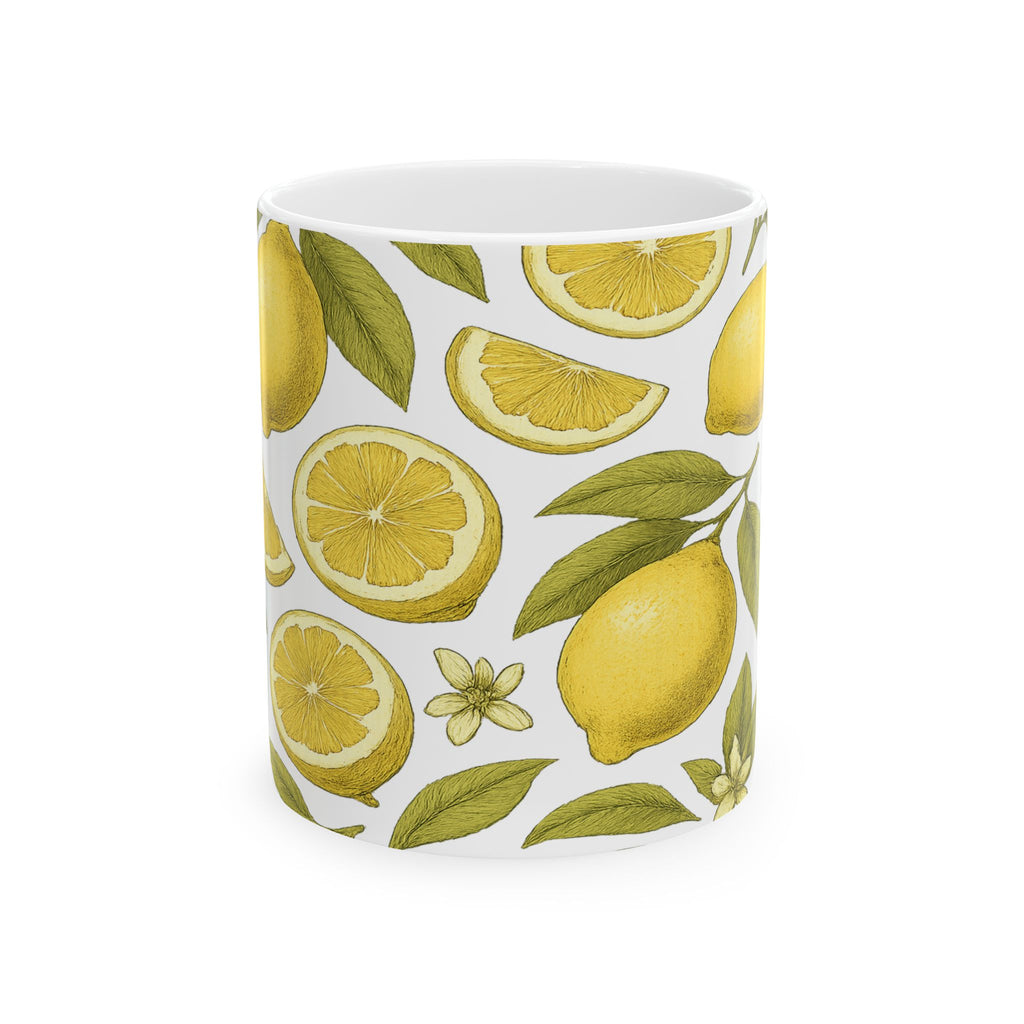 Botanical Lemons Pattern Coffee Mug | Fruit Lover Gift | Ceramic Mug