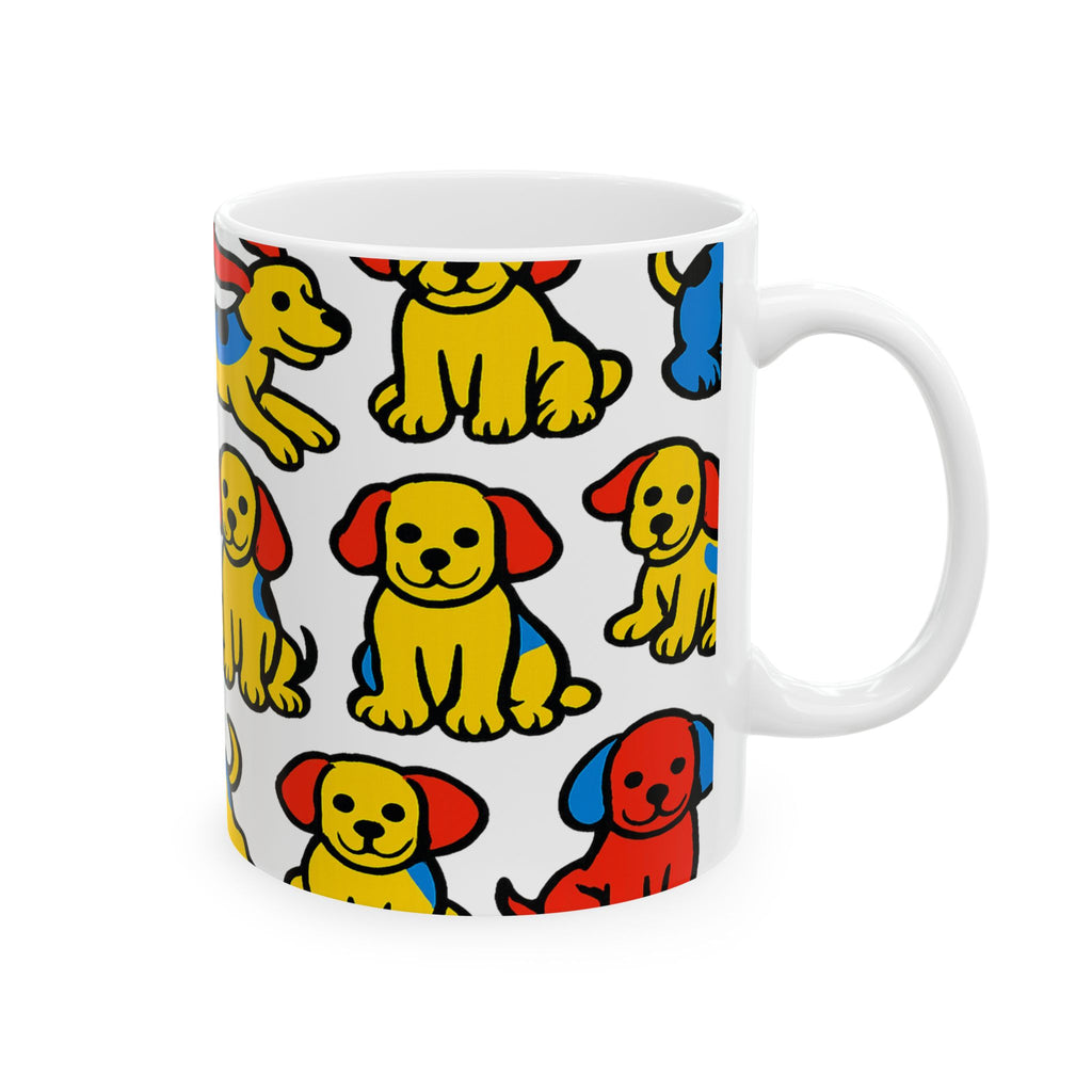 Bold Playful Puppies Full Wrap Coffee Mug | Dogs Gift | Ceramic Mug
