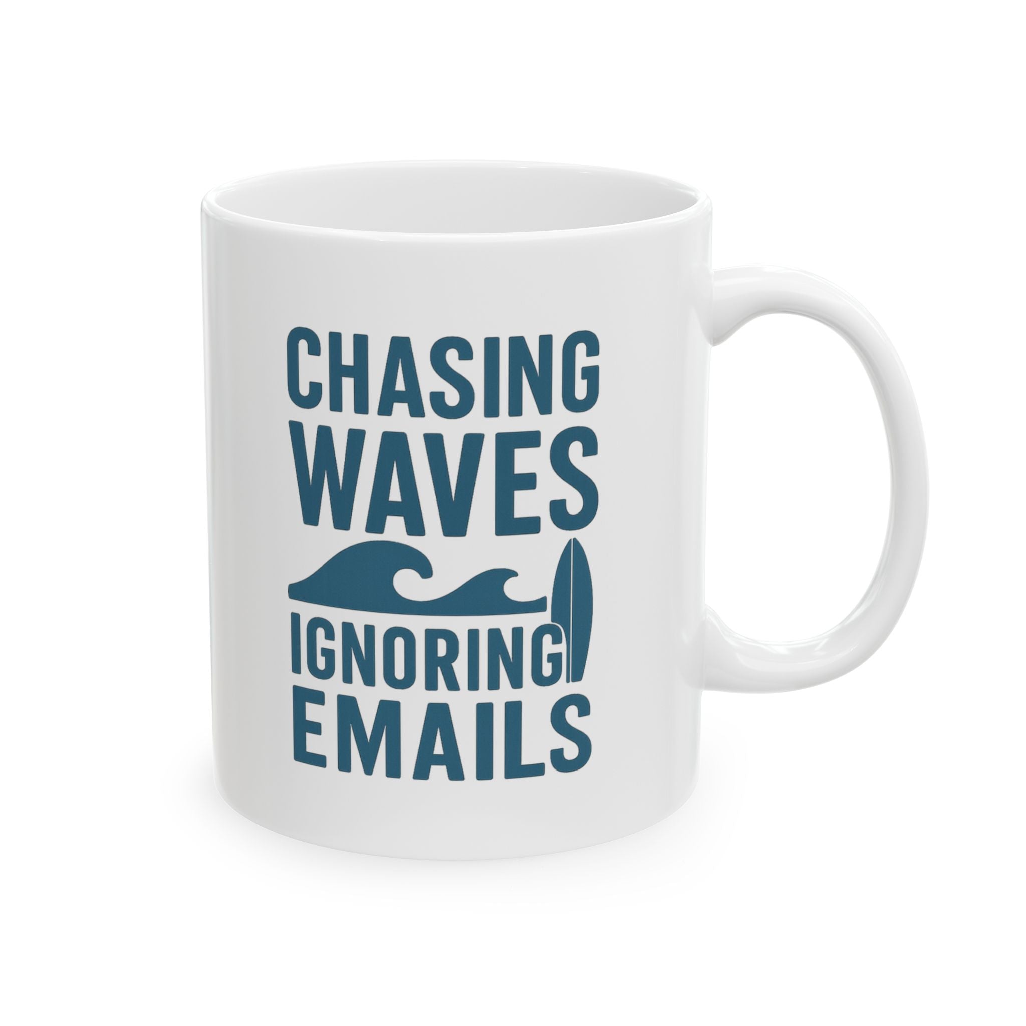 Surfer Chasing Waves And Ignoring Emails Coffee Mug | Unique Gift | Ceramic Mug