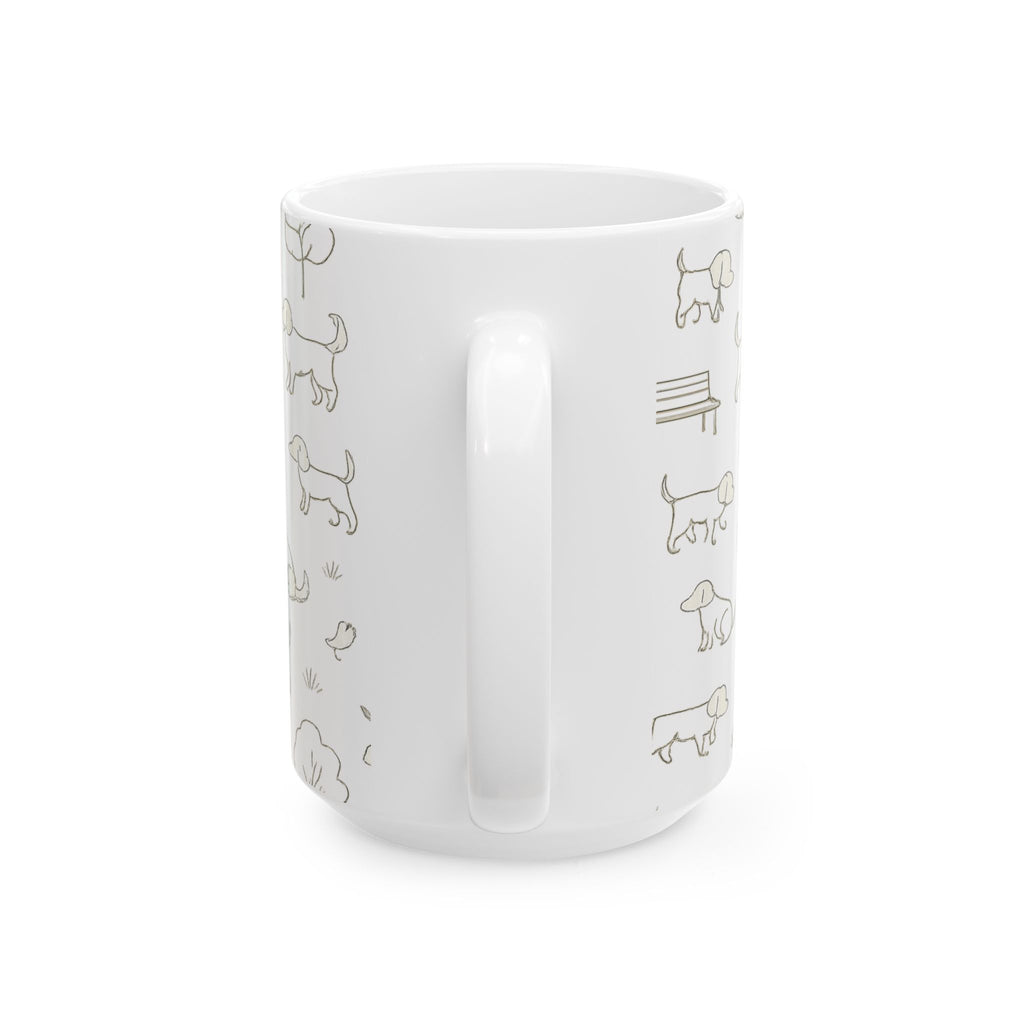 Delicate Dogs At Park Full Wrap Coffee Mug | Dogs Gift | Ceramic Mug