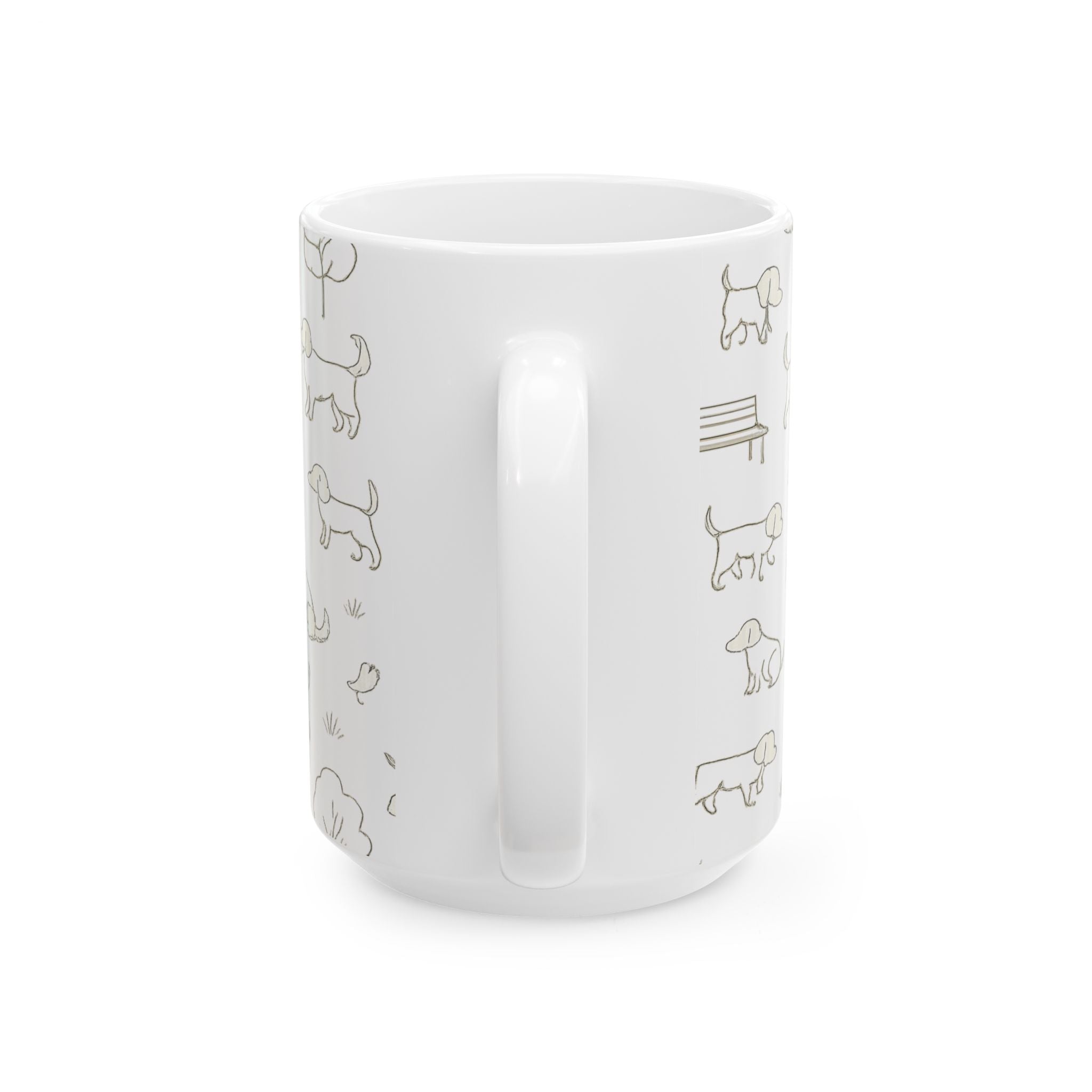 Delicate Dogs At Park Full Wrap Coffee Mug | Dogs Gift | Ceramic Mug