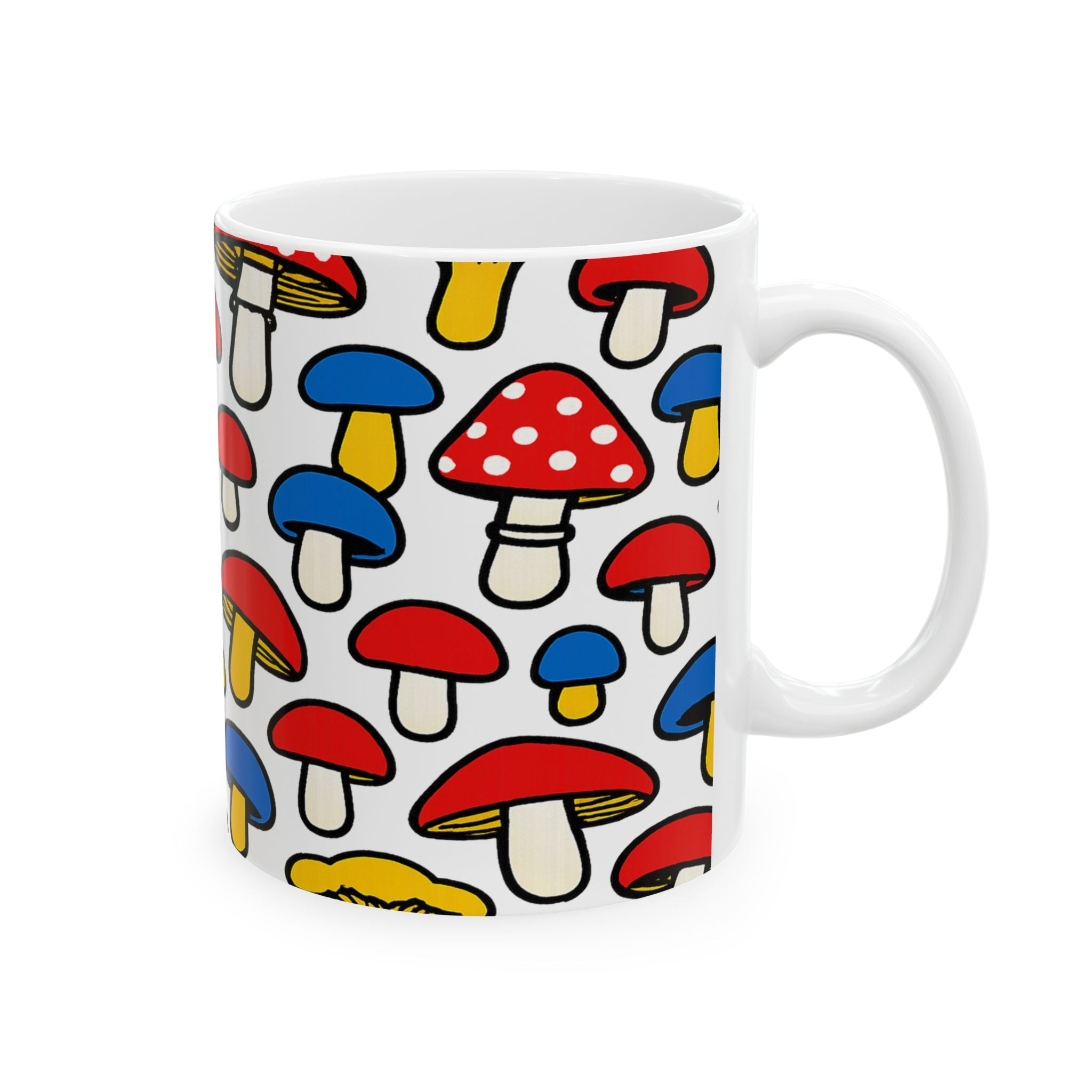 Bold Forest Mushrooms Full Wrap Coffee Mug | Mushrooms Gift | Ceramic Mug