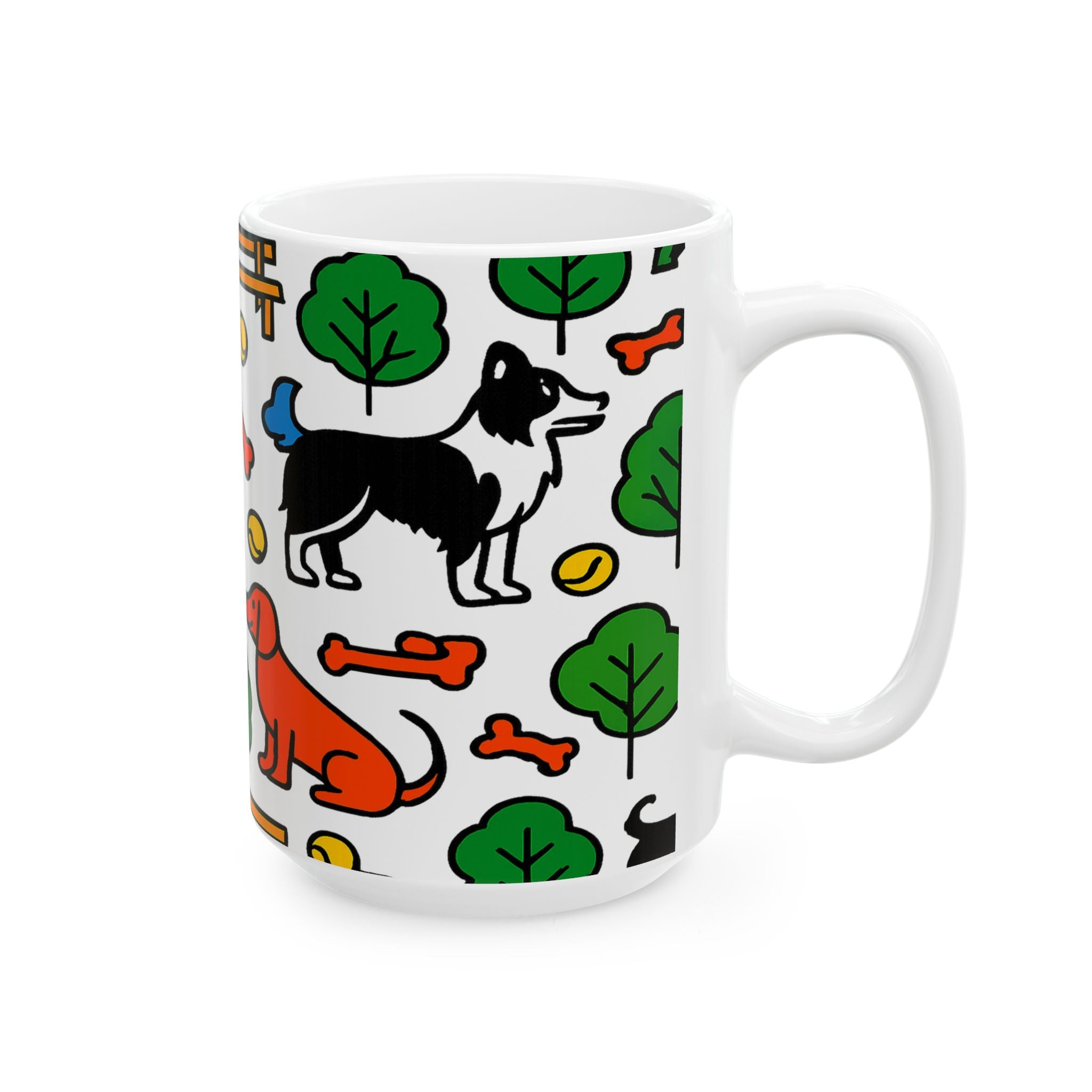 Bold Dogs At Park Full Wrap Coffee Mug | Dogs Gift | Ceramic Mug