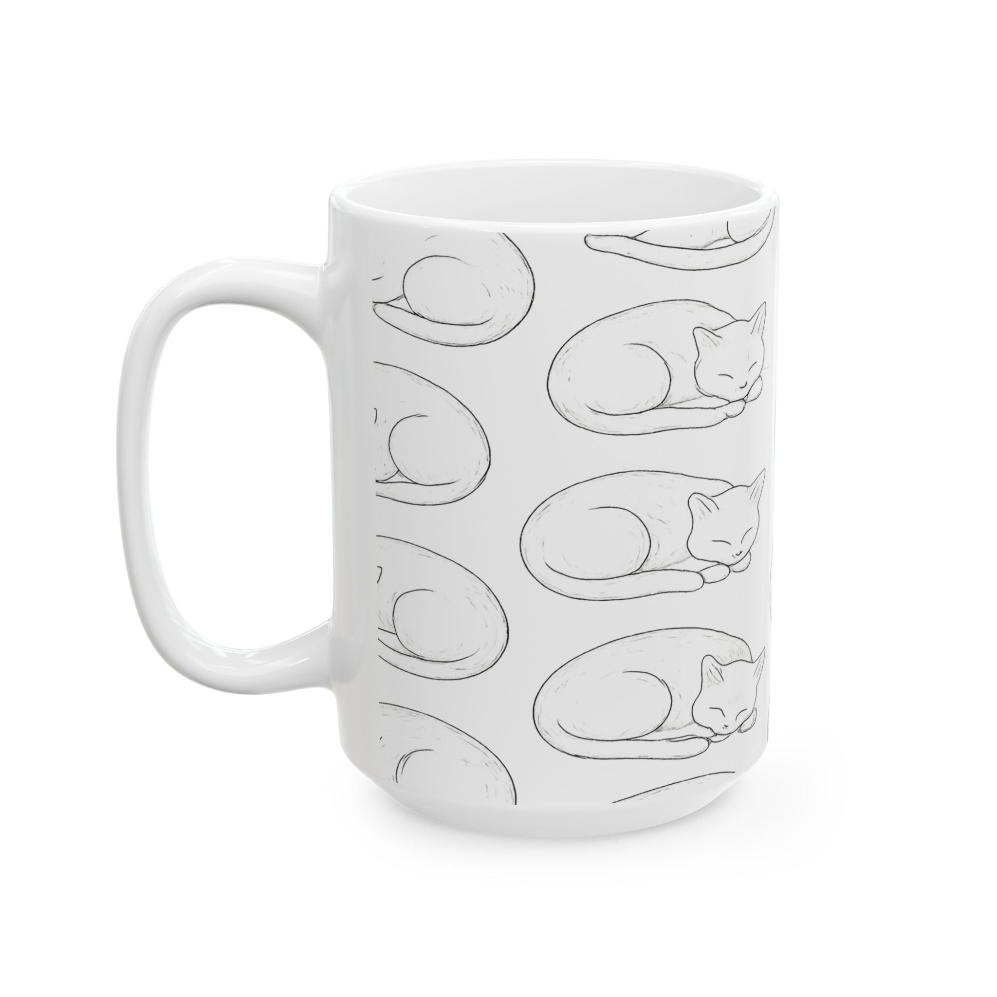 Delicate Sleeping Cats Full Wrap Coffee Mug | Cats Gift | Ceramic Mug