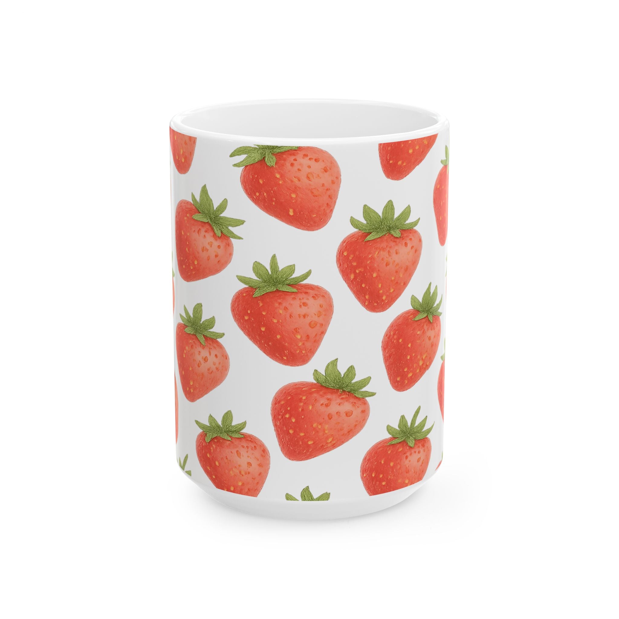 Watercolor Strawberries Pattern Coffee Mug | Fruit Lover Gift | Ceramic Mug